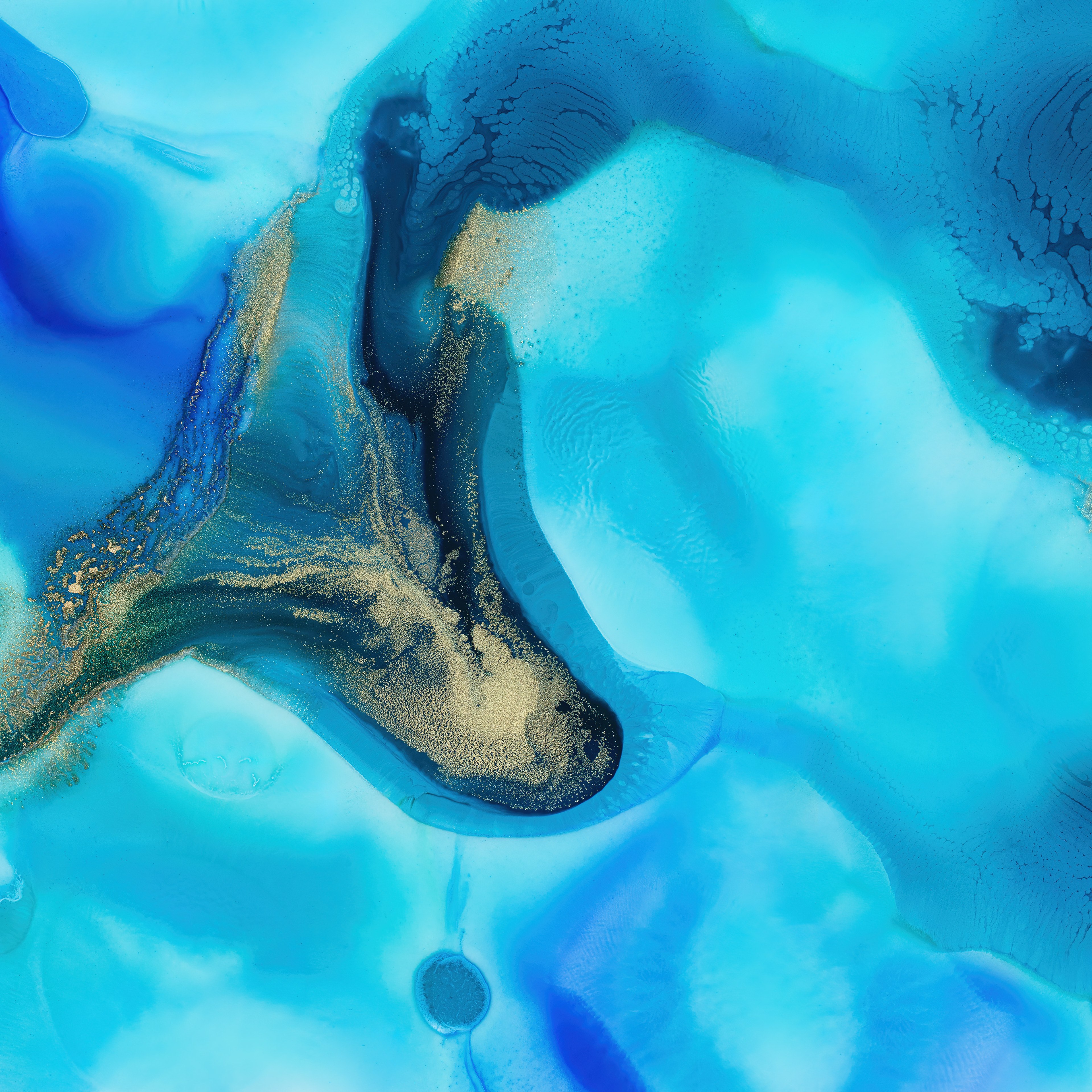 Mi Pad 5 Pro, Fundo azul, Arte líquida, Macro, Stock