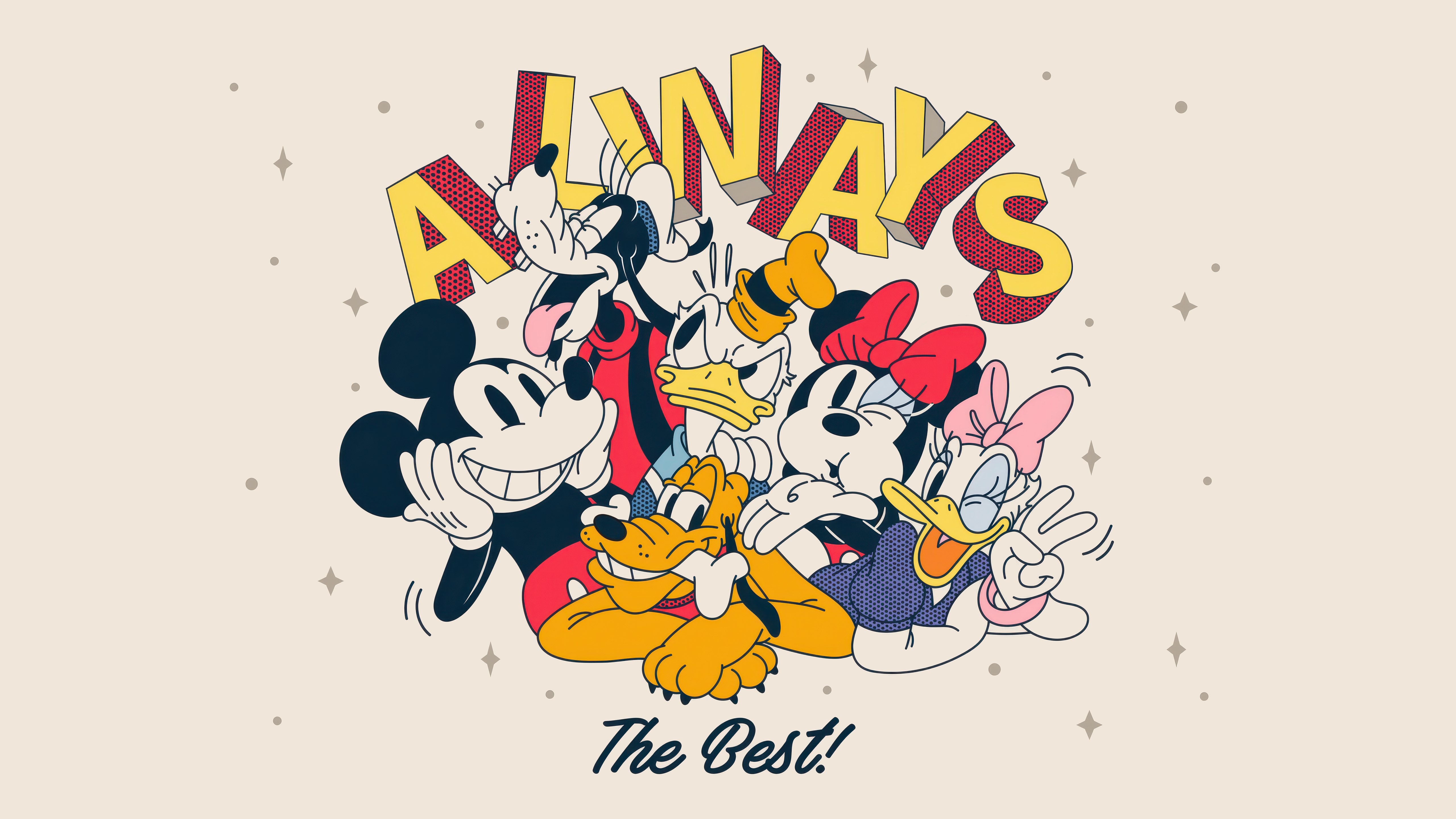 Mickey Mouse, Amigos, Melhores amigos, 5K, Pateta, Pluto, Minnie Mouse, Pato Donald, Margarida, Desenho animado, Disney