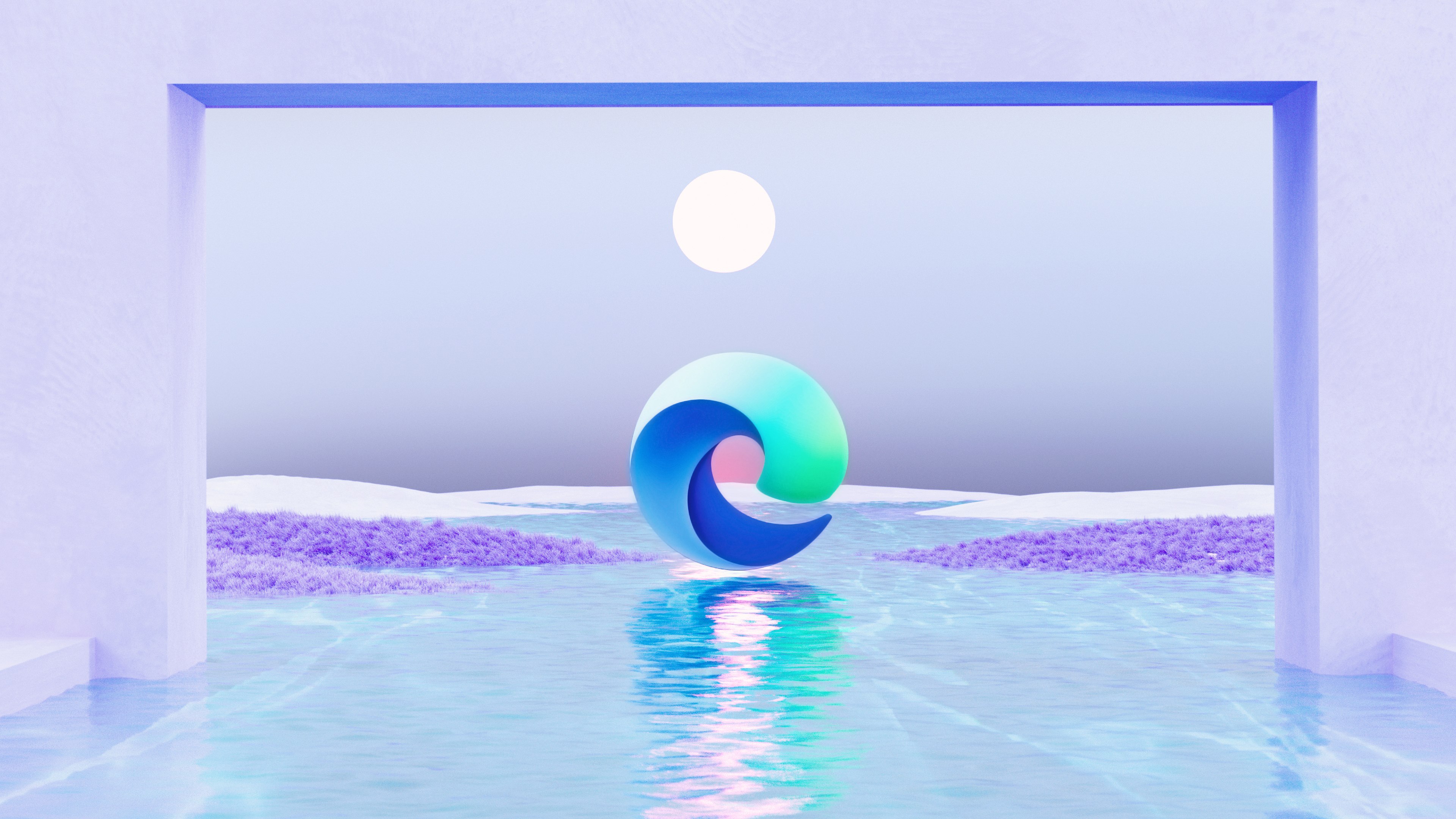 Microsoft Edge, Lua, Paisagem, Surreal