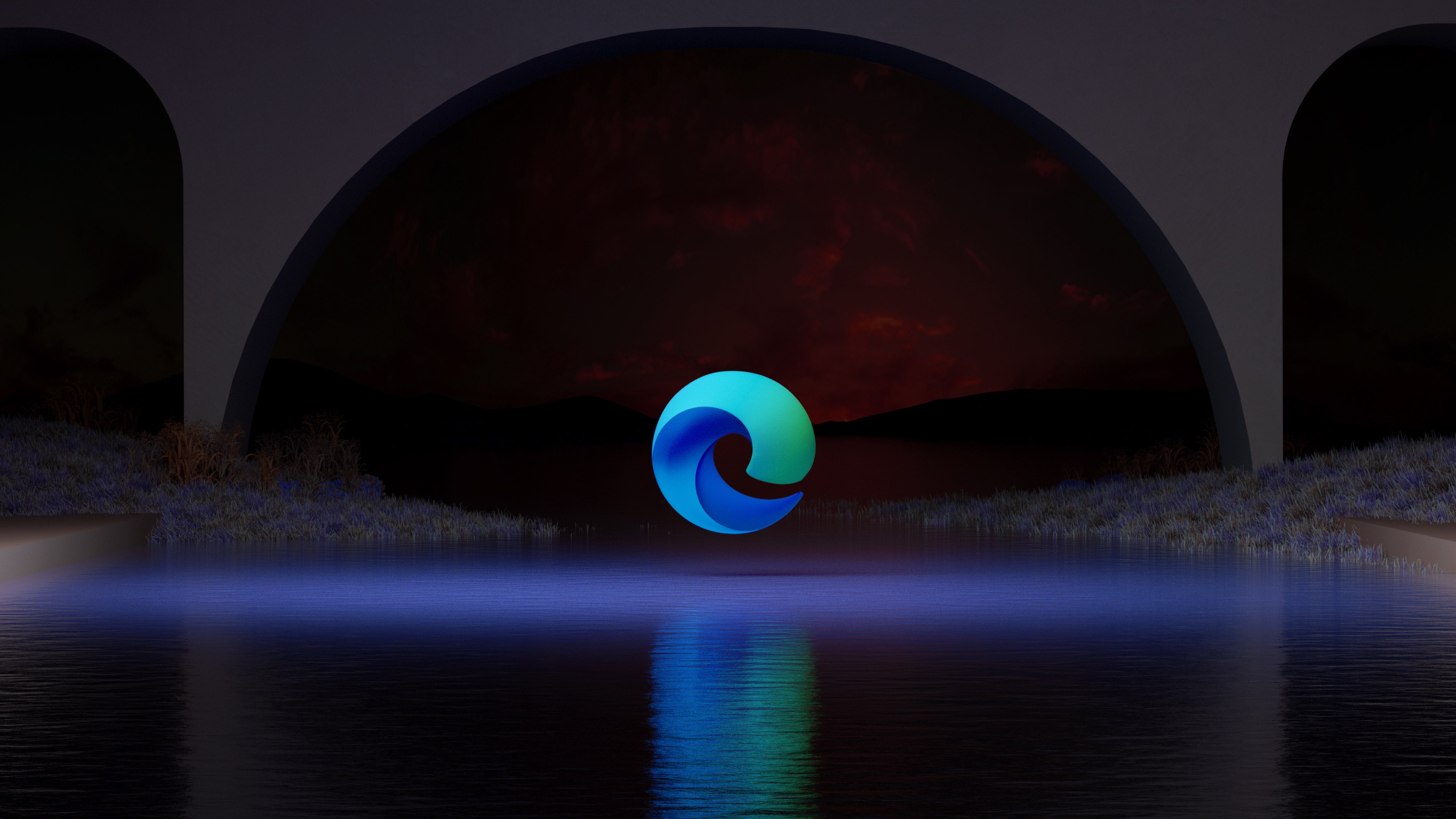 Microsoft Edge, Noite, Surreal, Paisagem, Tema escuro