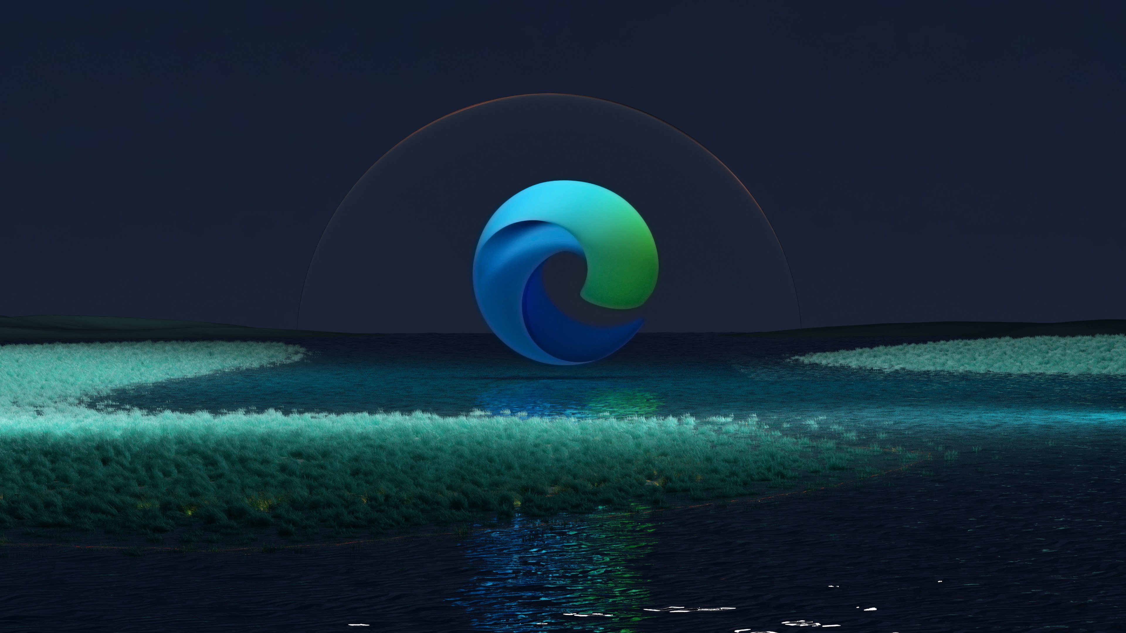 Microsoft Edge, Paisagem, Noite, Tema escuro