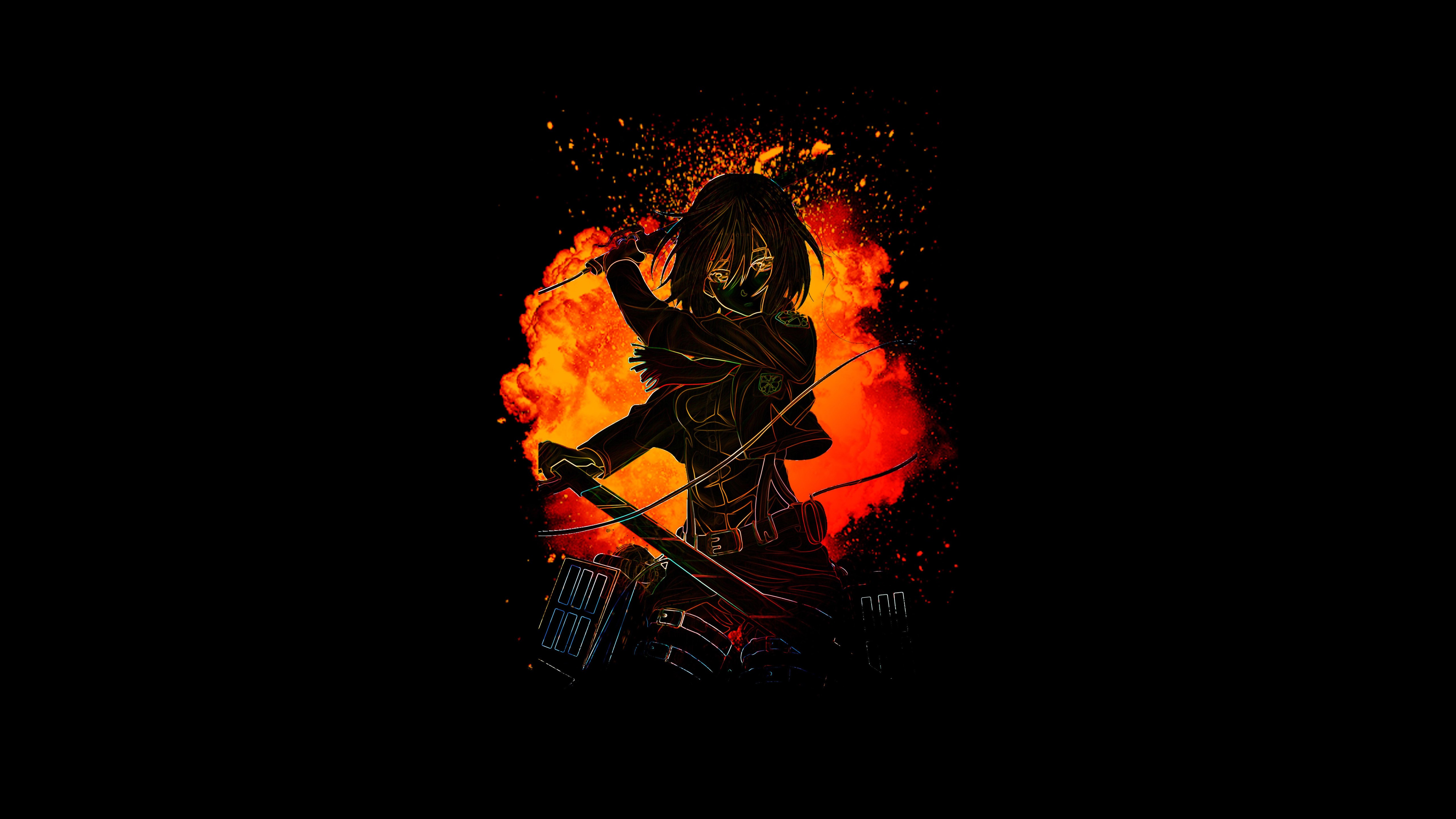 Mikasa Ackerman, Attack on Titan, AMOLED, 5K