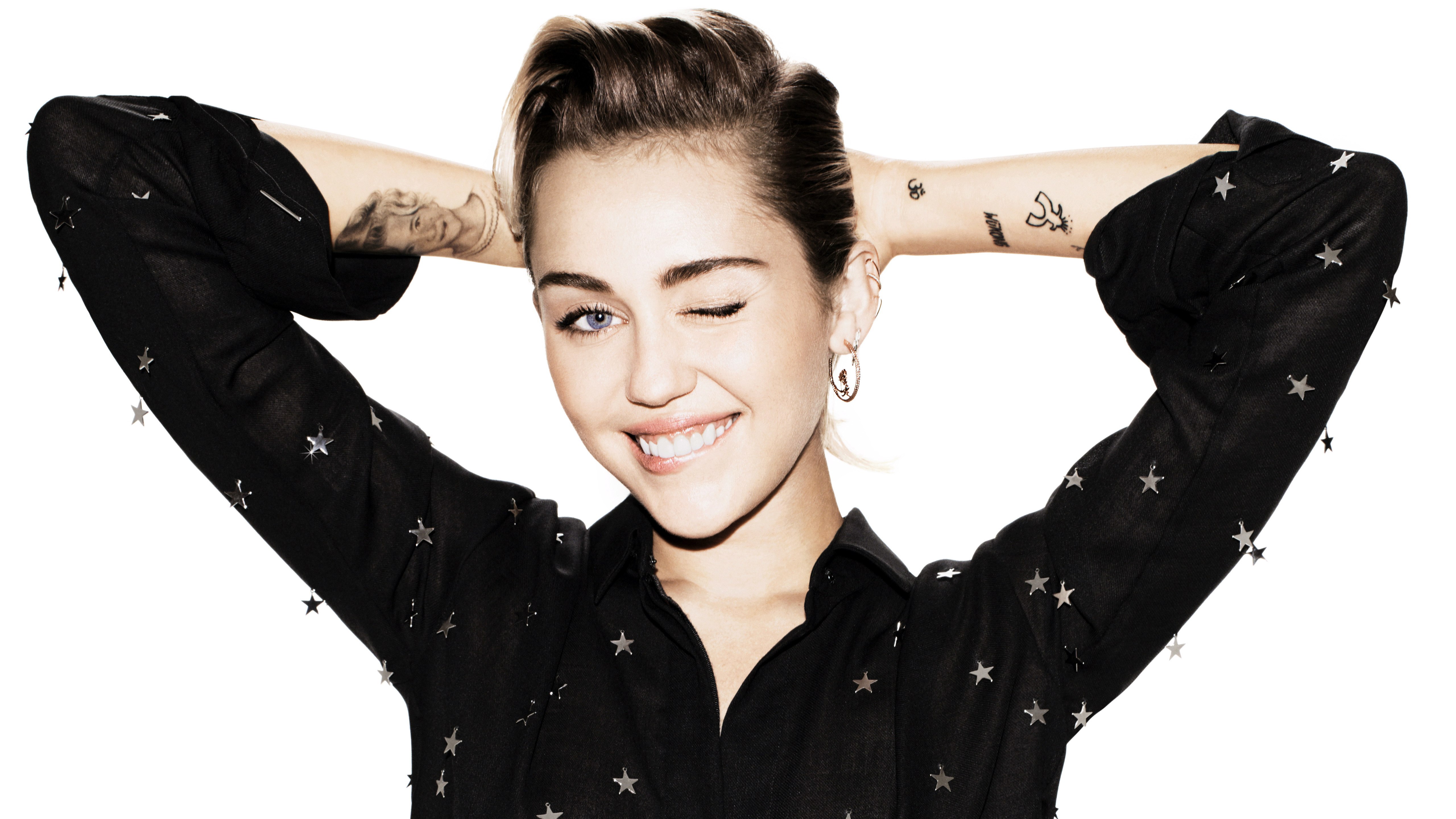 Miley Cyrus, 5K, Cantora americana, Fundo branco