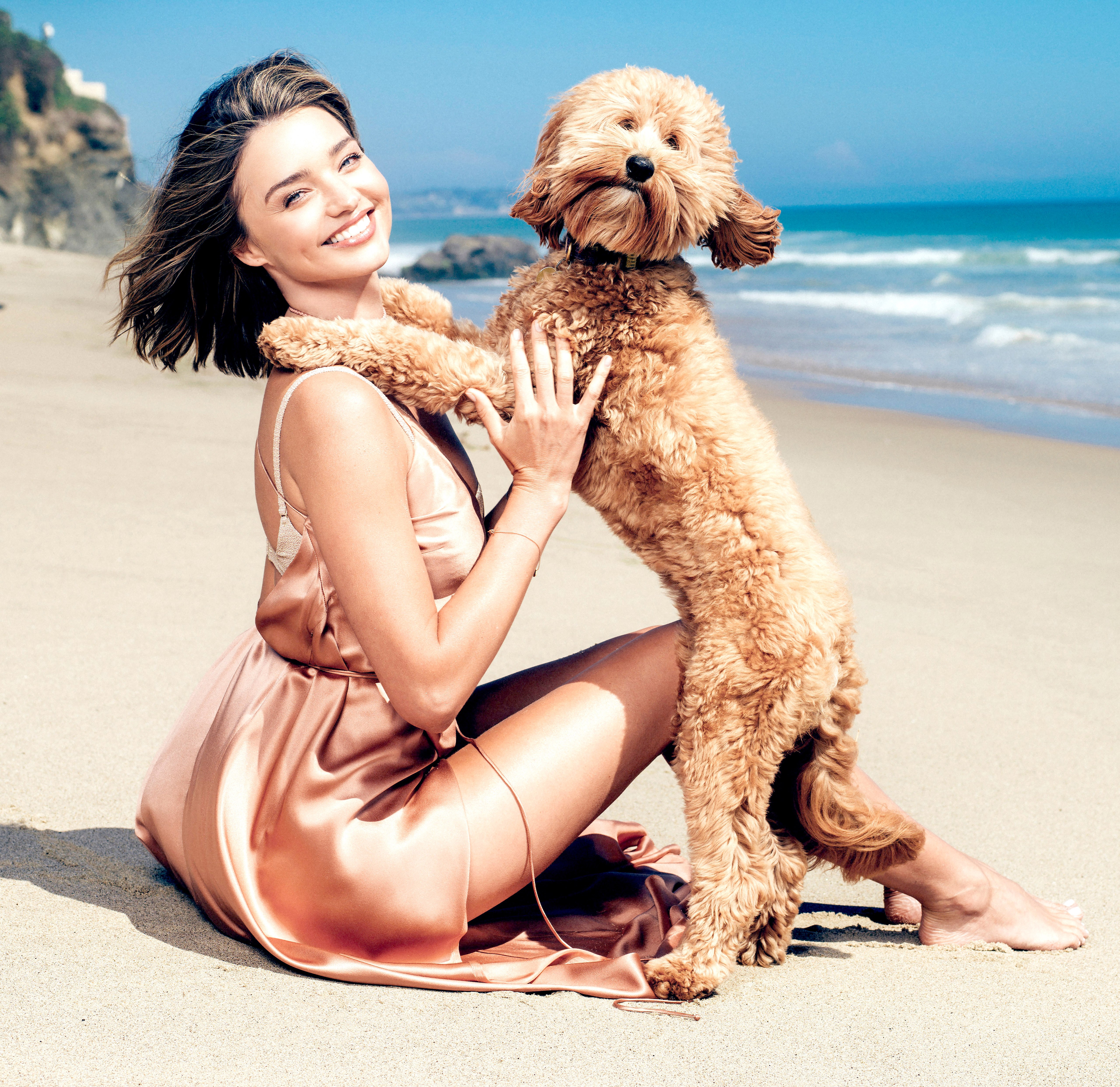 Miranda Kerr, Cachorro de estimação, Praia, Sessão de fotos
