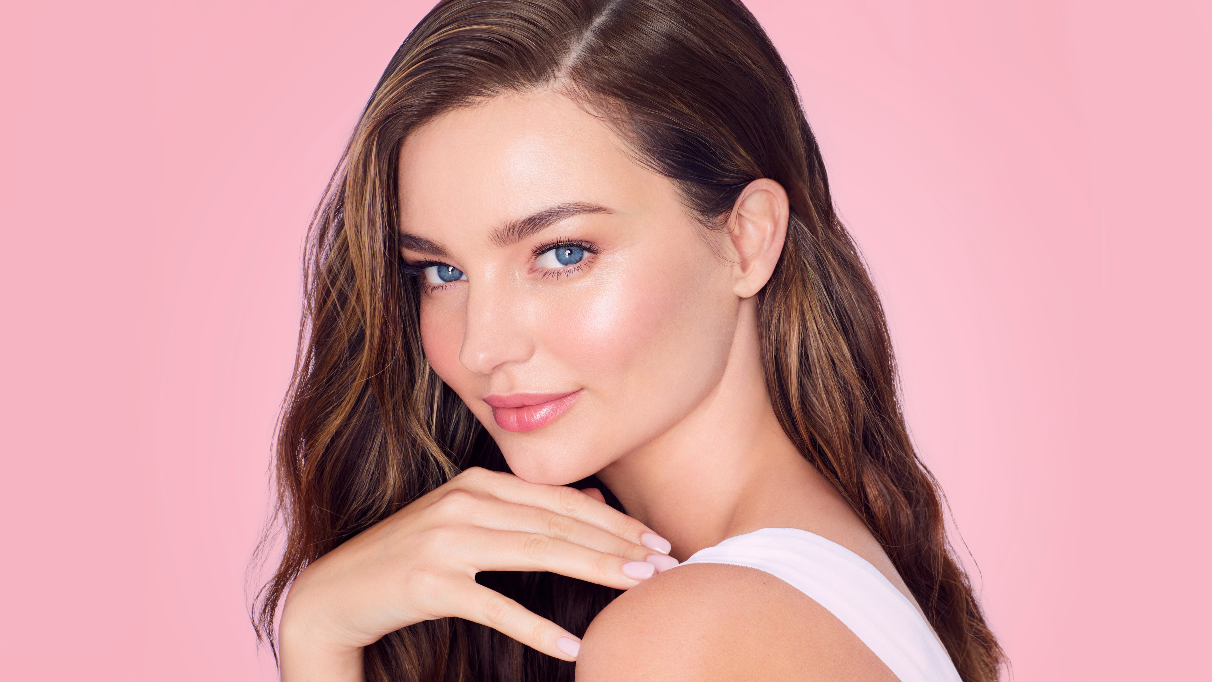 Miranda Kerr, Retrato, Modelo bonita, Fundo rosa