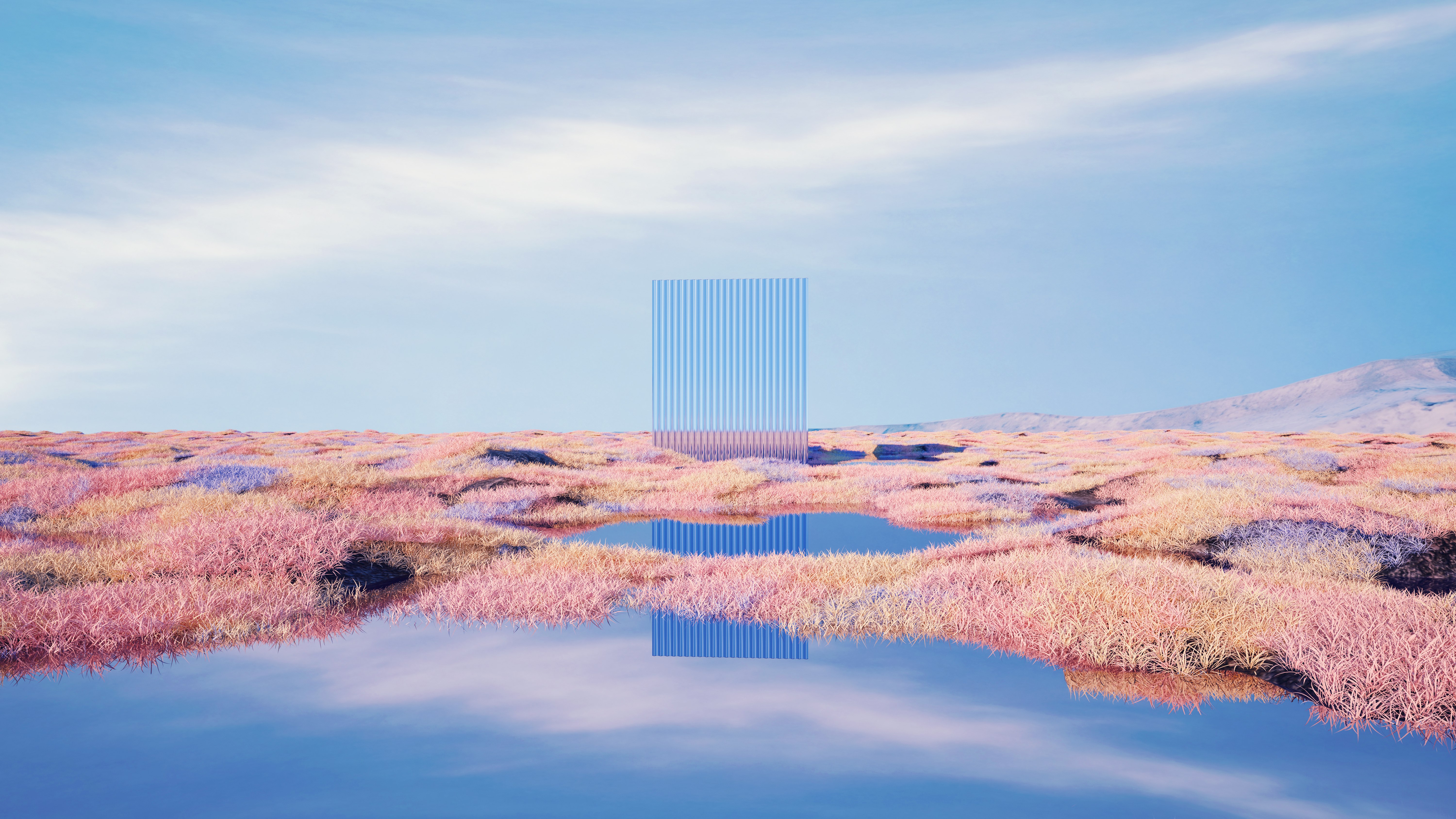 Misterioso, Paisagem, Vidro, Geométrico, Reflexo, Corpo d'água, Surreal, 5K