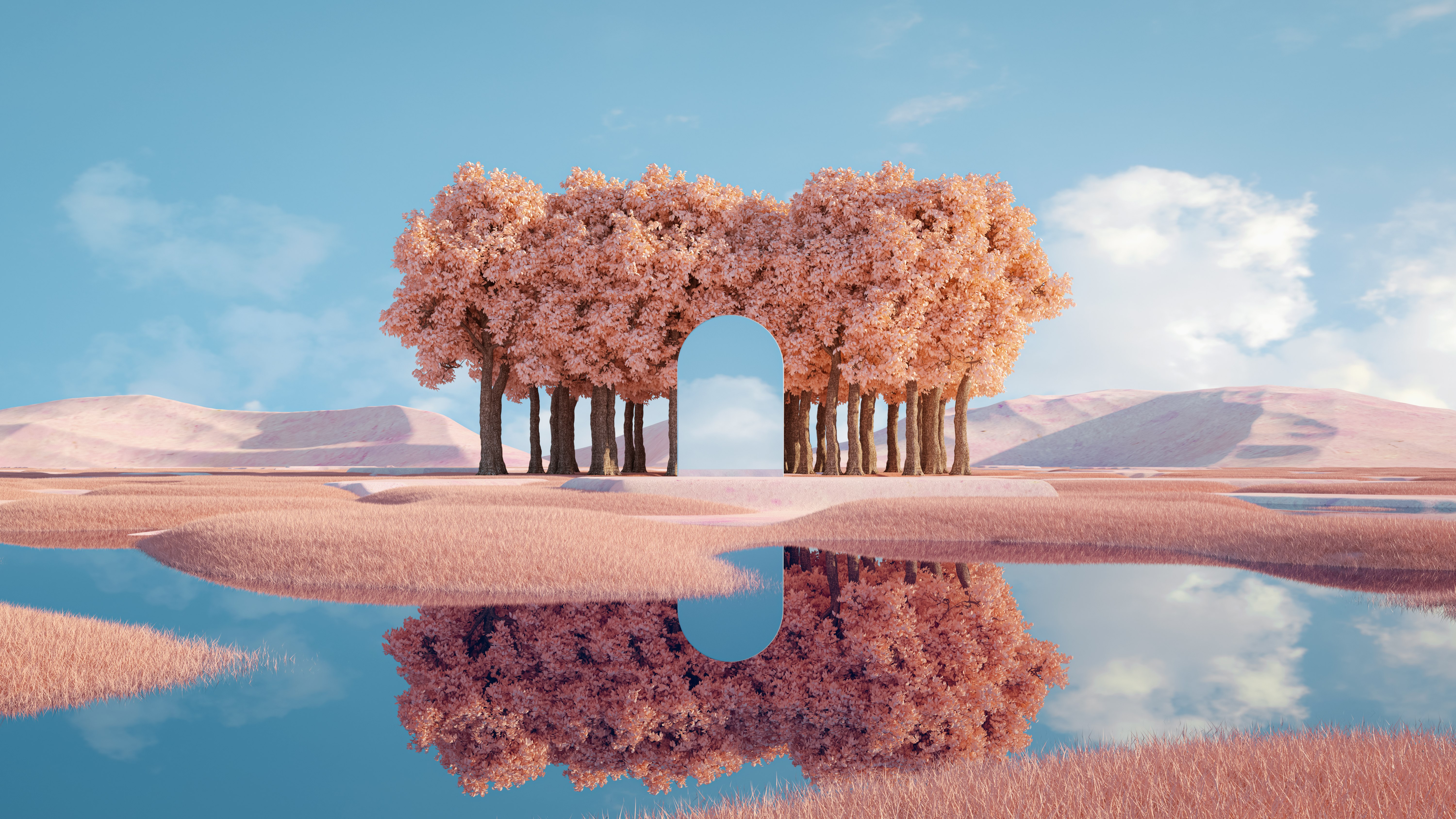 Misterioso, Vidro, Reflexo, Paisagem, Corpo d'água, Surreal, 5K