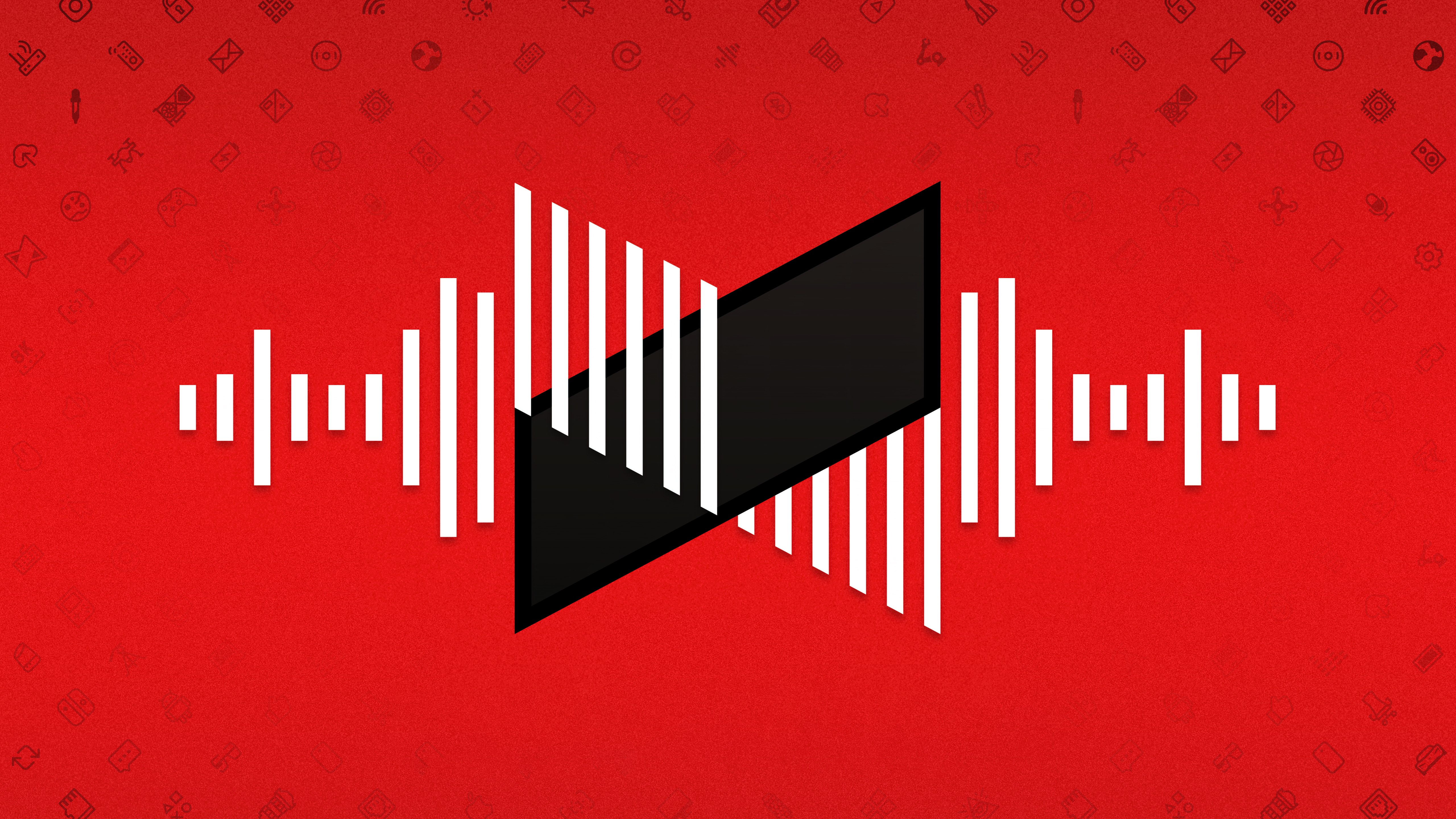 MKBHD, Ondas, Fundo vermelho, 5K, Linhas abstratas