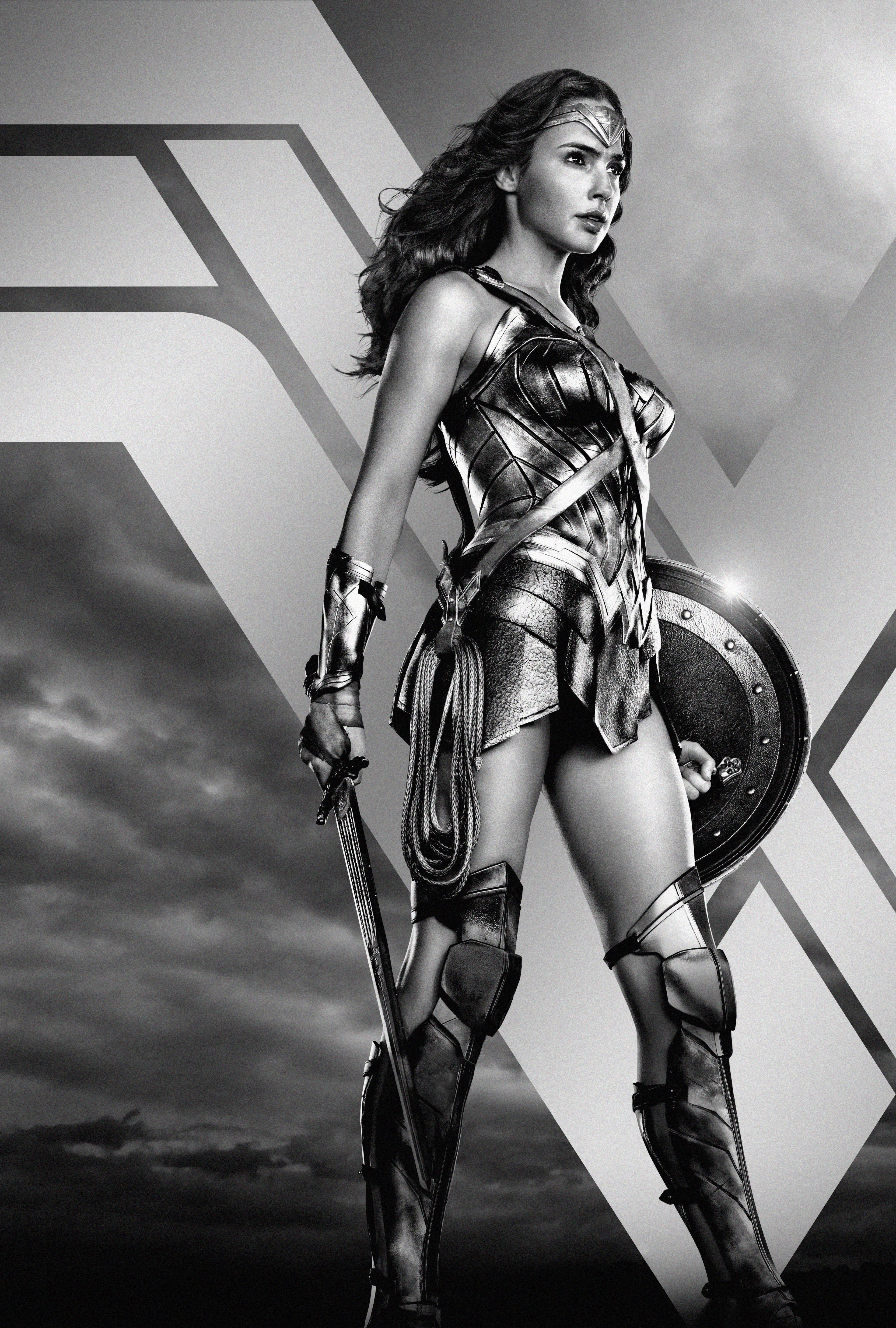 Mulher-Maravilha, Monocromático, Liga da Justiça de Zack Snyder, Diana Prince, Gal Gadot, DC Comics, Super-heróis da DC, Filmes de 2021, Preto e branco
