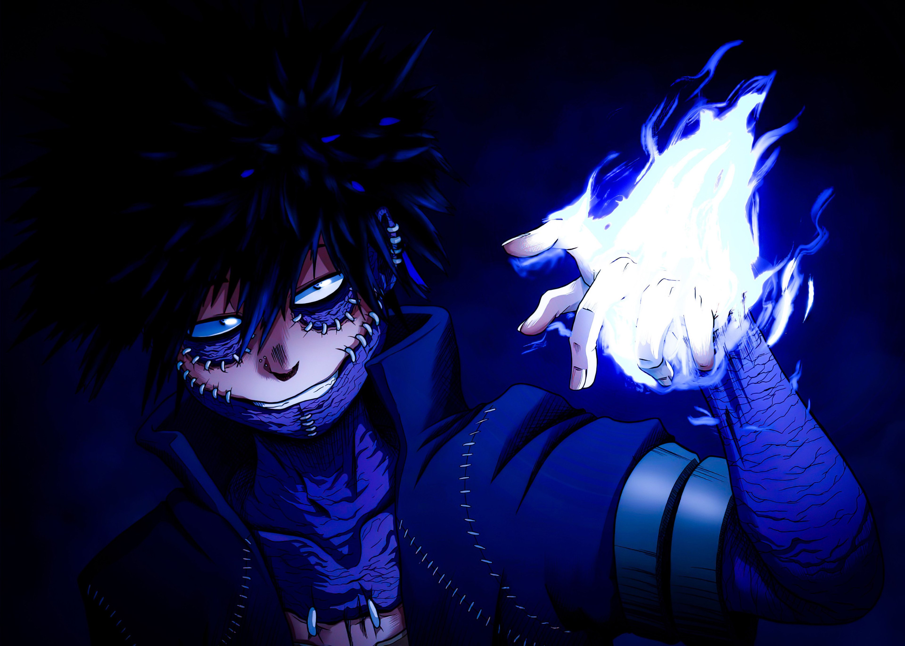 My Hero Academia, Dabi, Fundo azul, Anime estético