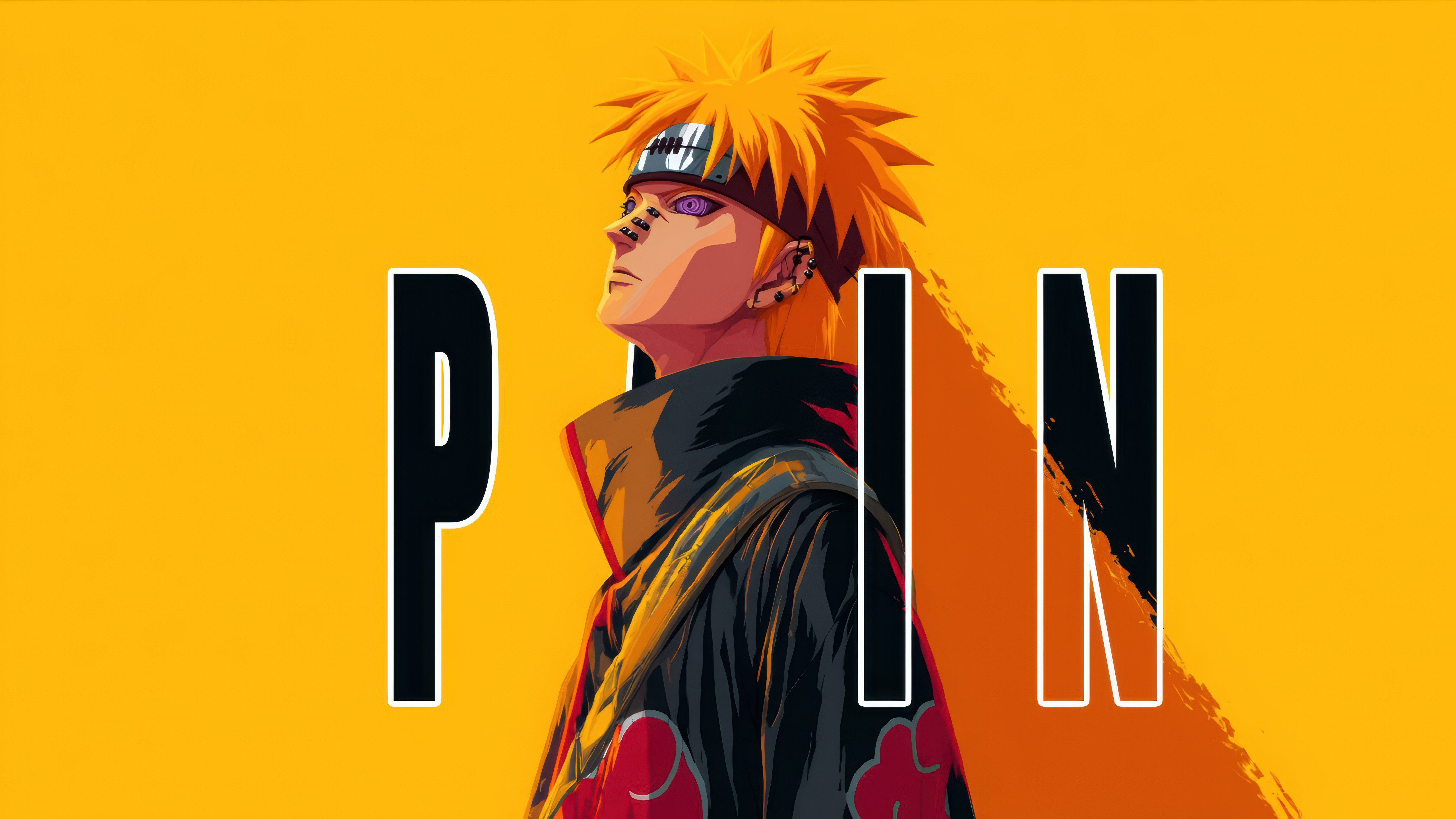 Naruto, Pain (Nagato), 5K, Fundo amarelo