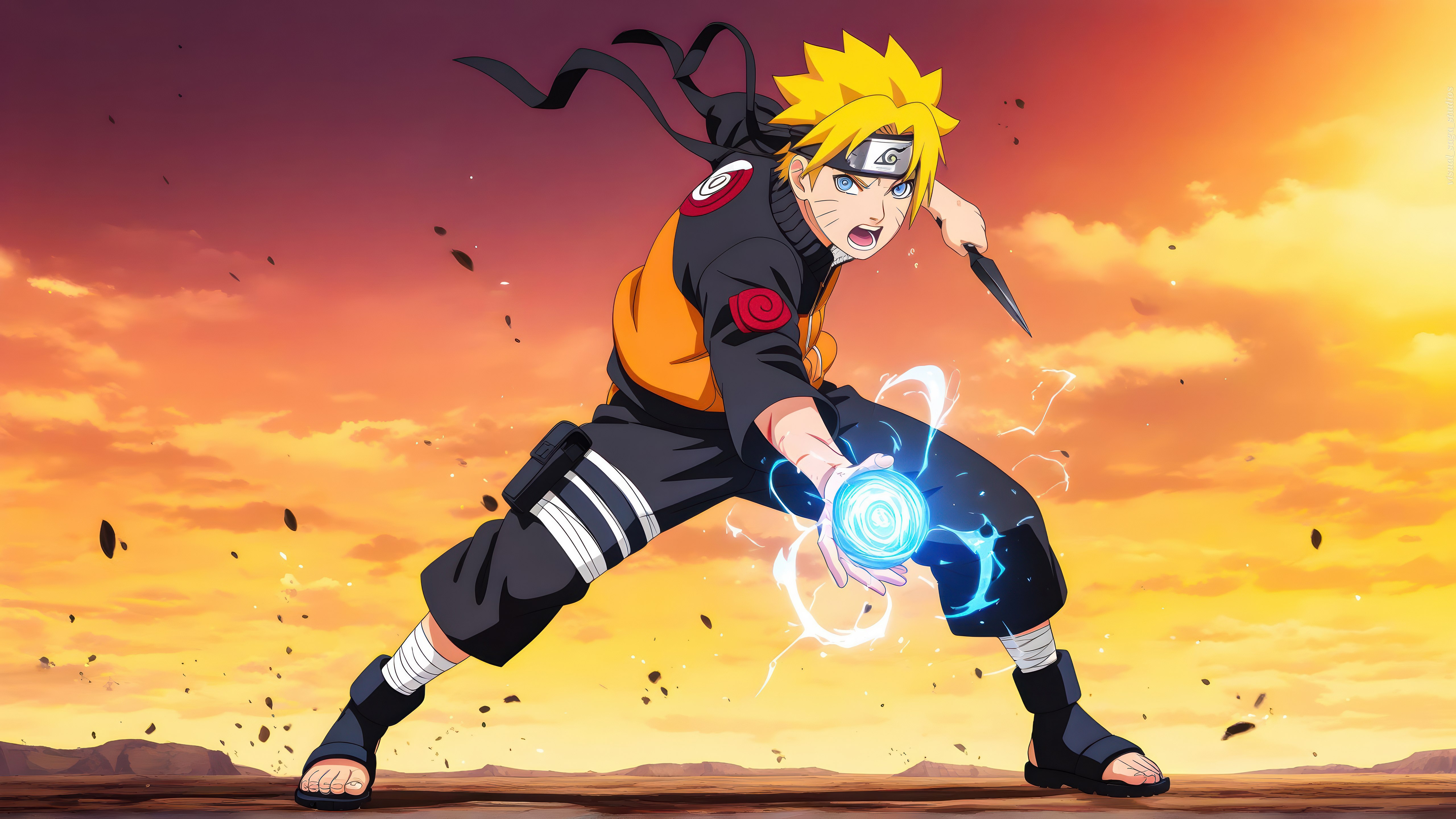 Naruto Uzumaki, Dramático, Pôr do sol, 5K