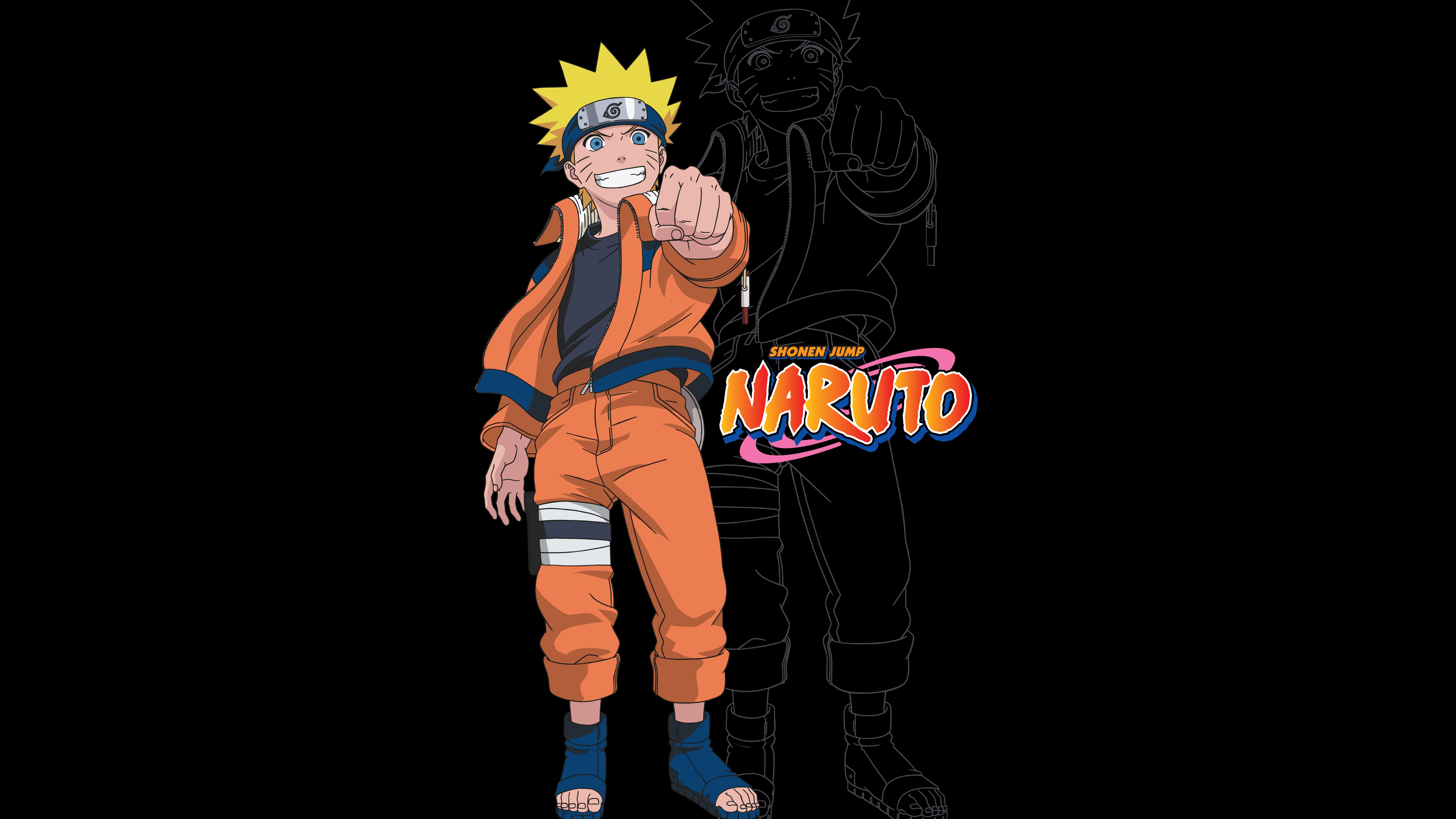 Naruto Uzumaki, Fundo preto, 5K