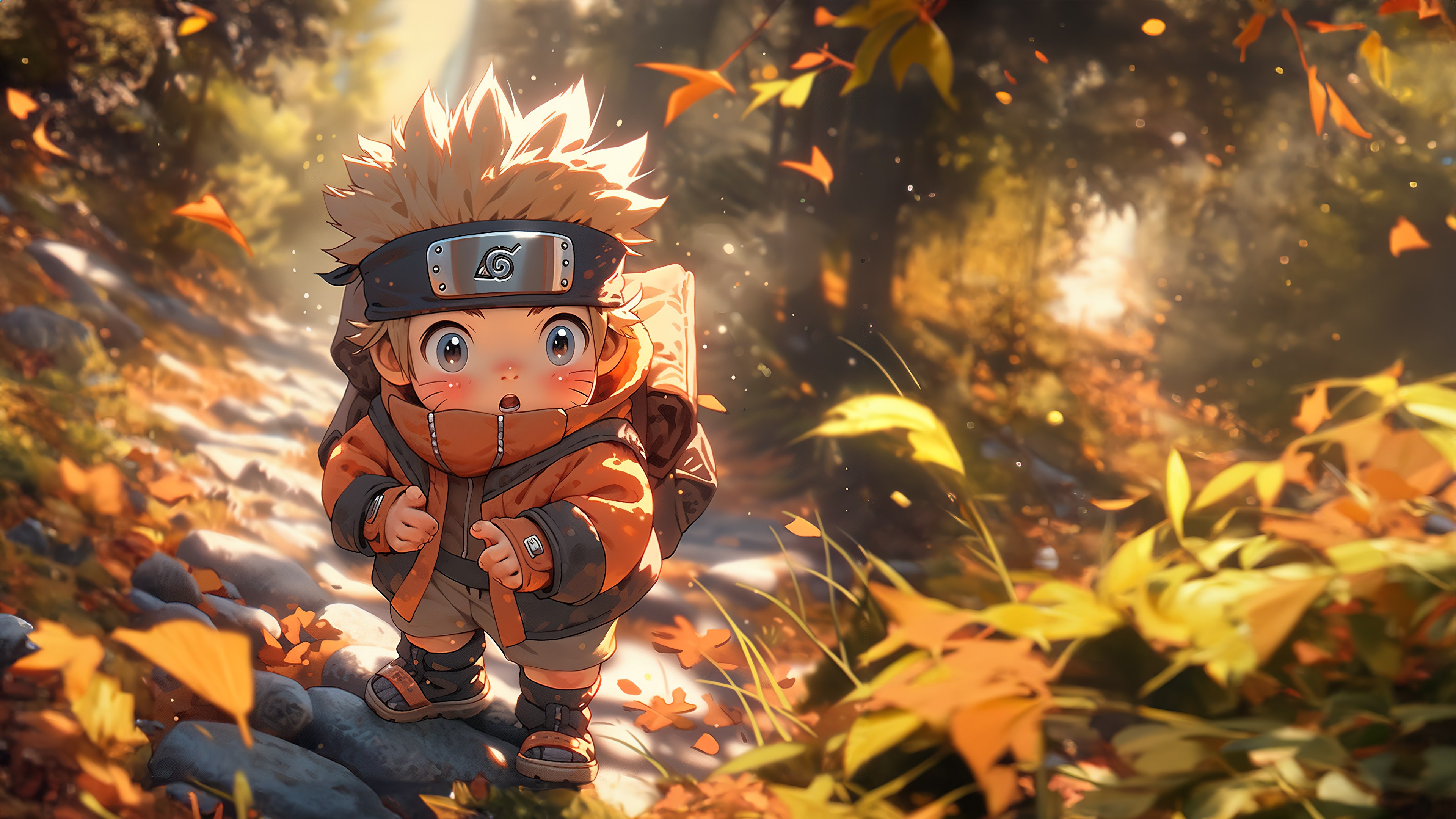 Naruto Uzumaki, Outono, Chibi, Arte digital