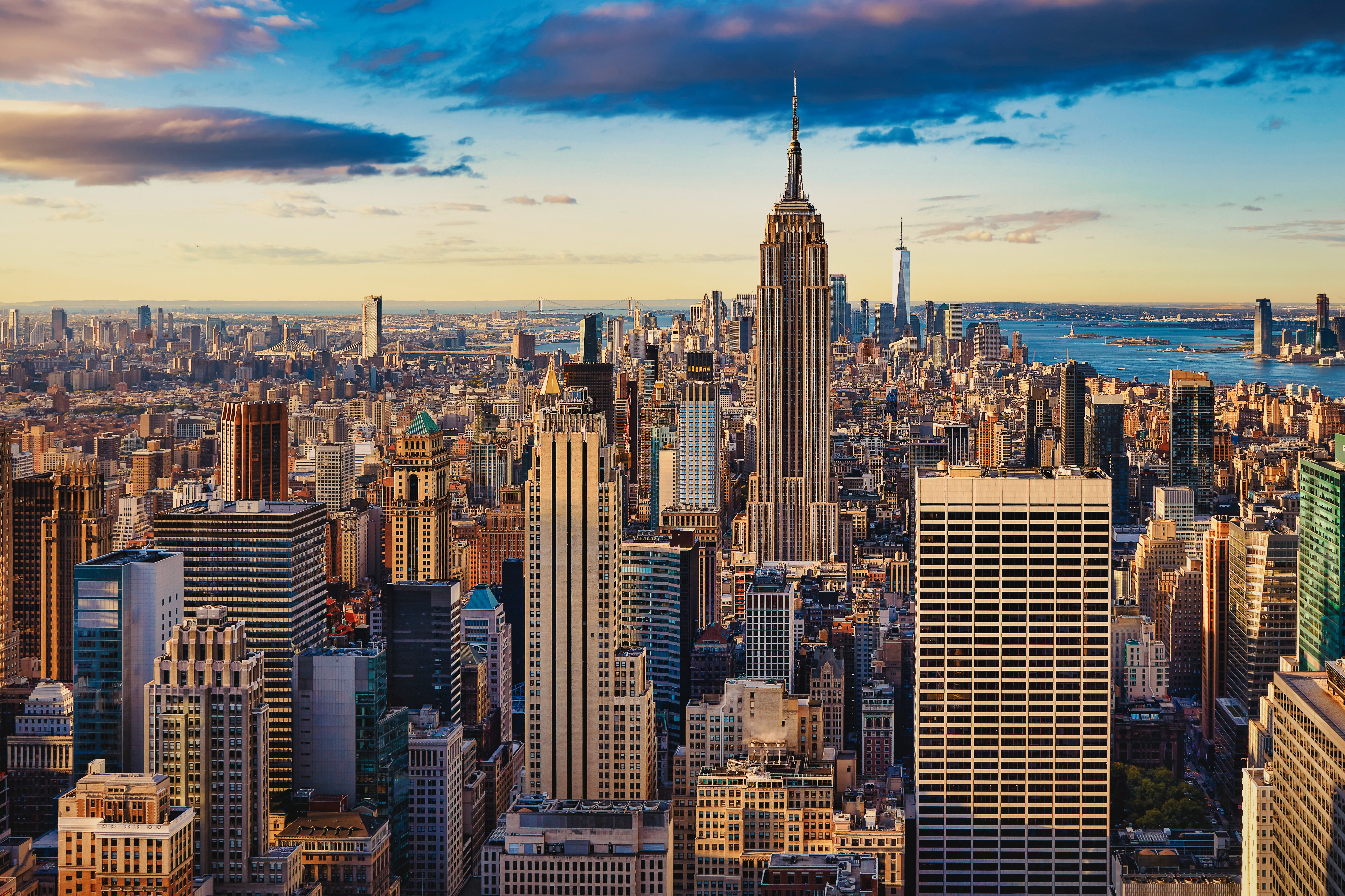 Nova York, Empire State Building, Paisagem urbana, Horizonte, Manhattan, EUA, 5K