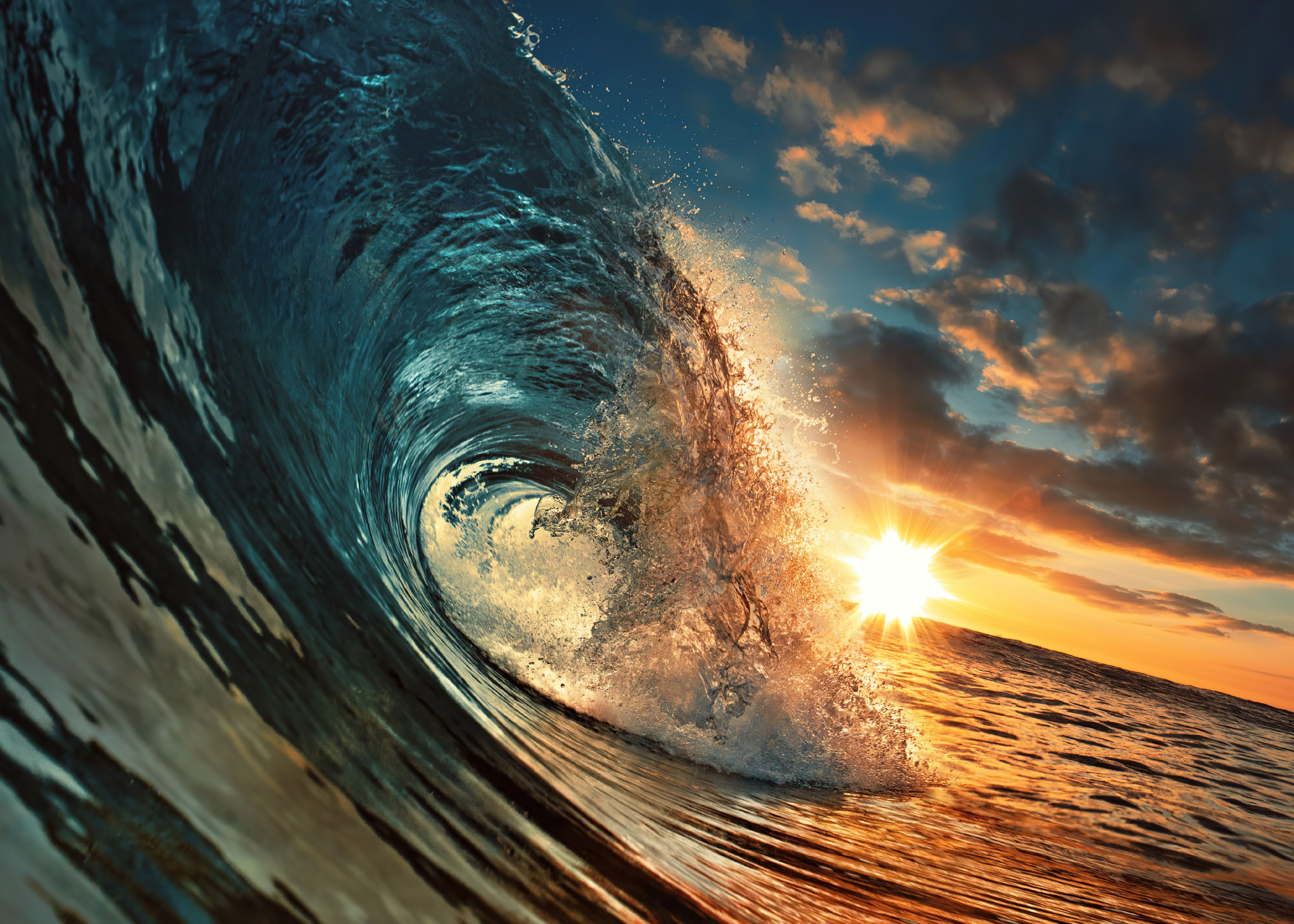 Ondas do mar, Pôr do sol, Havaí, Tropical, Reflexo solar