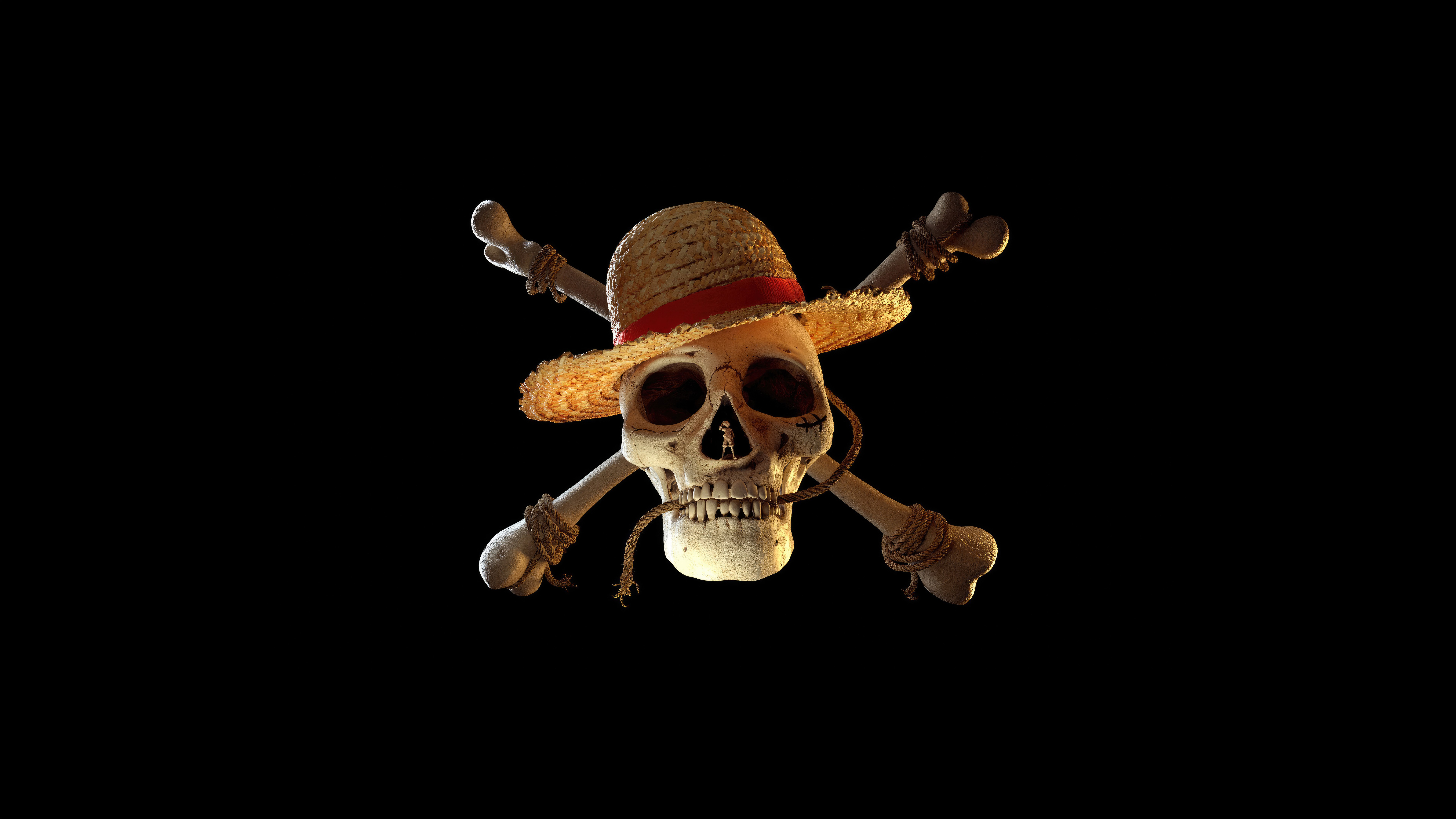 One Piece, Logo, AMOLED, Fundo preto, 5K, 8K
