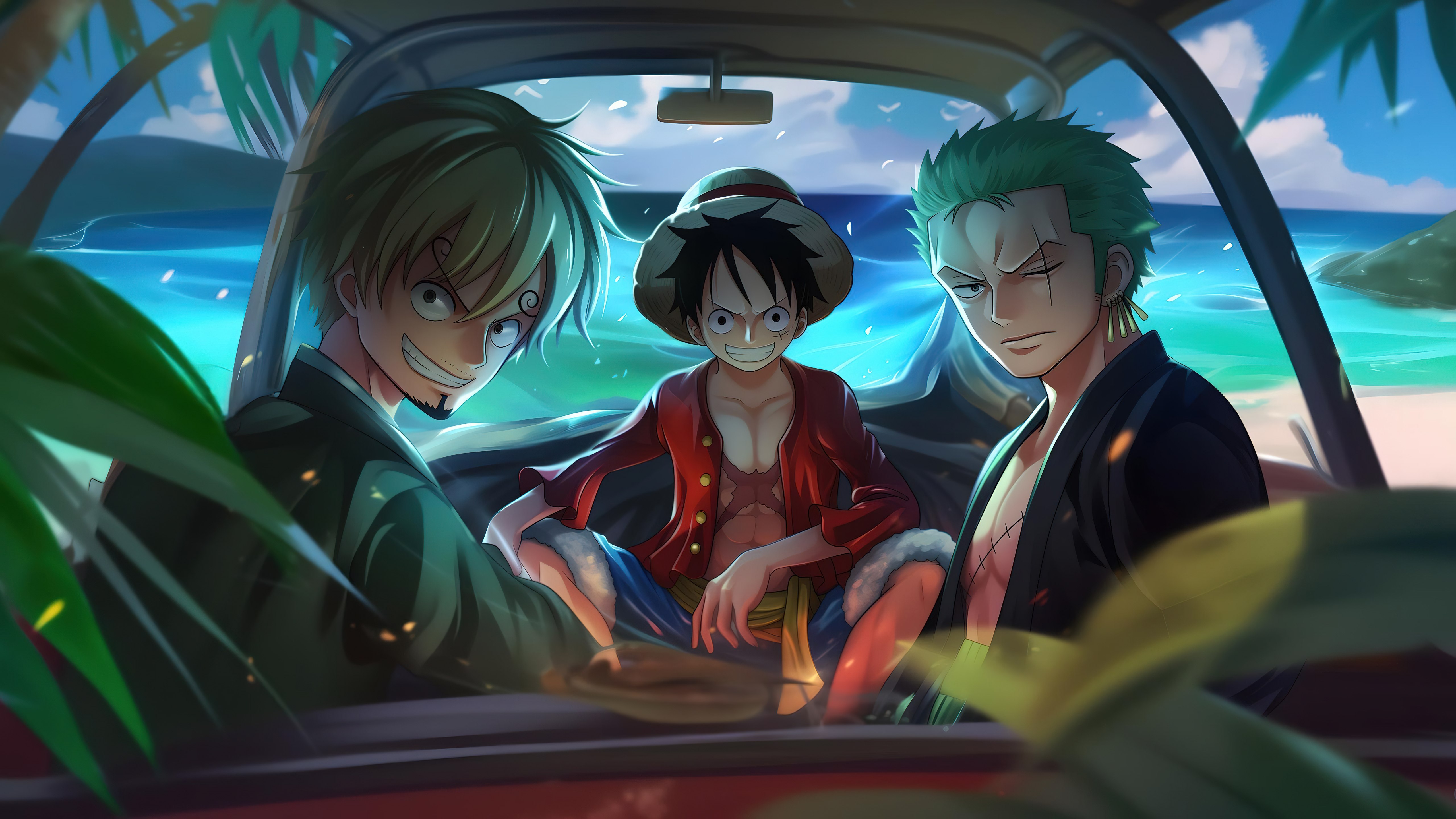 One Piece, Piratas do Chapéu de Palha, Sanji, Monkey D. Ruffy, Roronoa Zoro, 5K