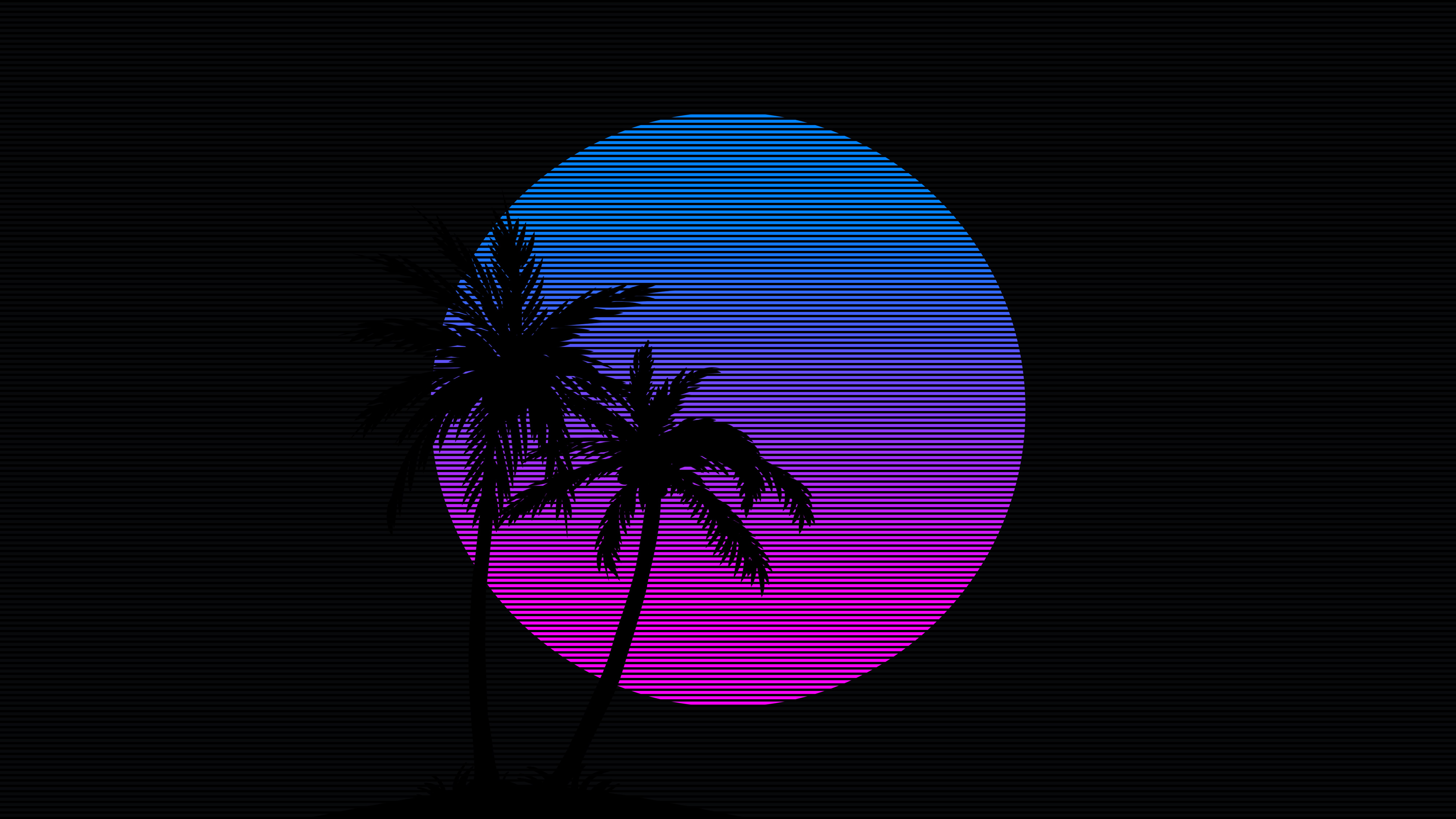 Palmeiras, Arte RetroWave, 5K, 8K, AMOLED, Fundo preto, Silhueta