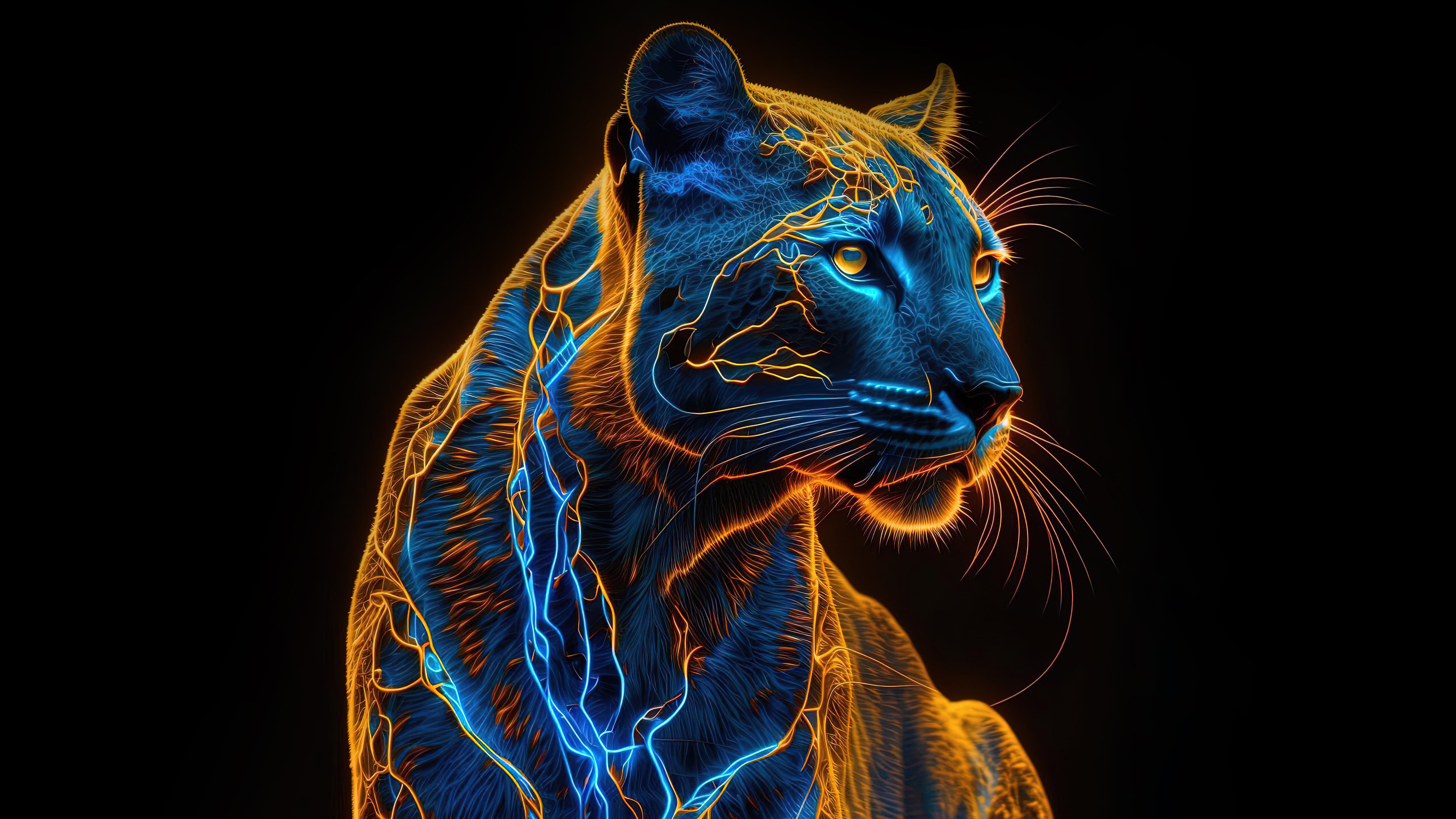 Pantera Negra, Arte de IA, Estética escura, Fundo preto