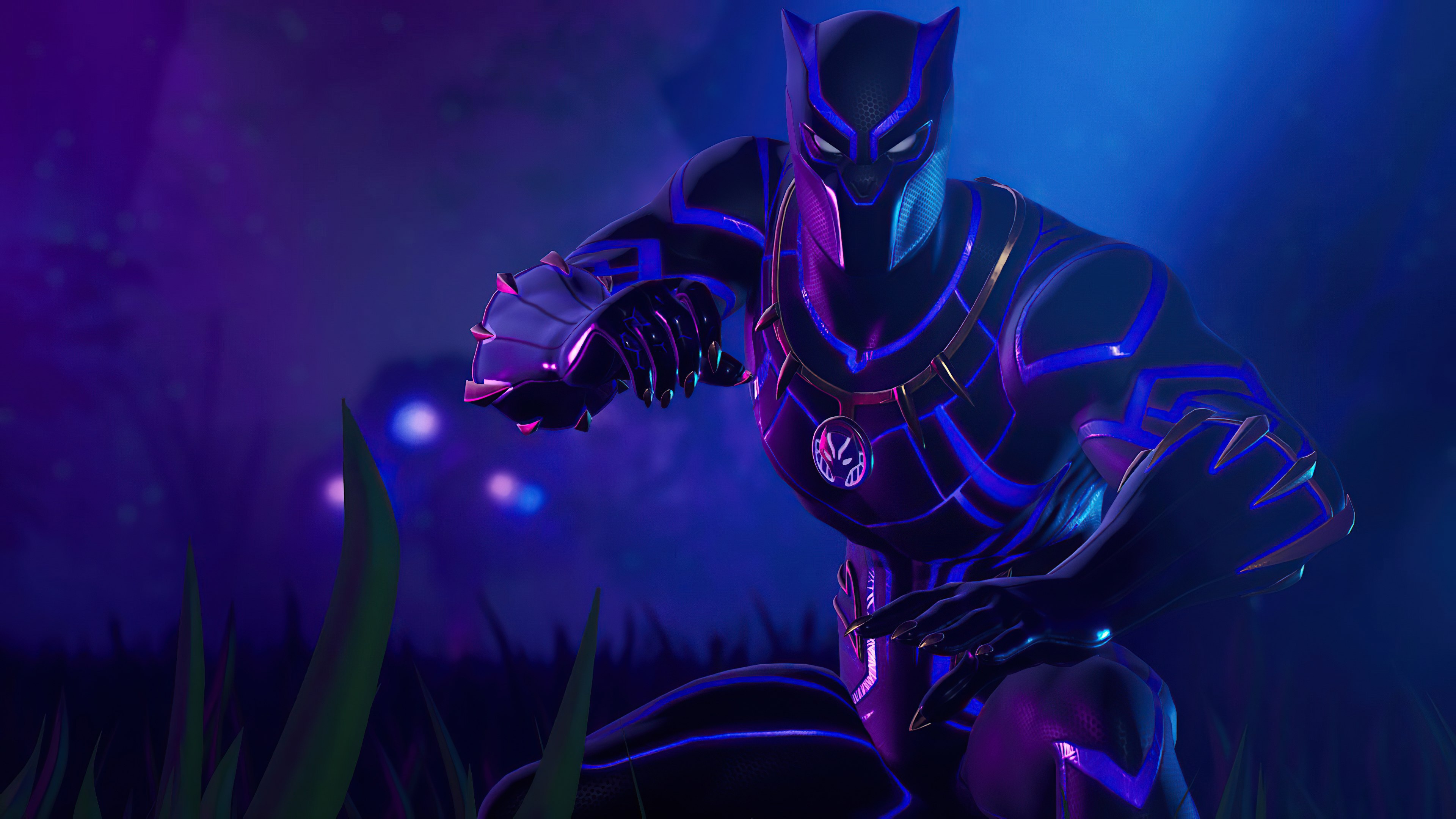 Pantera Negra, Fortnite, Super-heróis da Marvel, Fundo neon