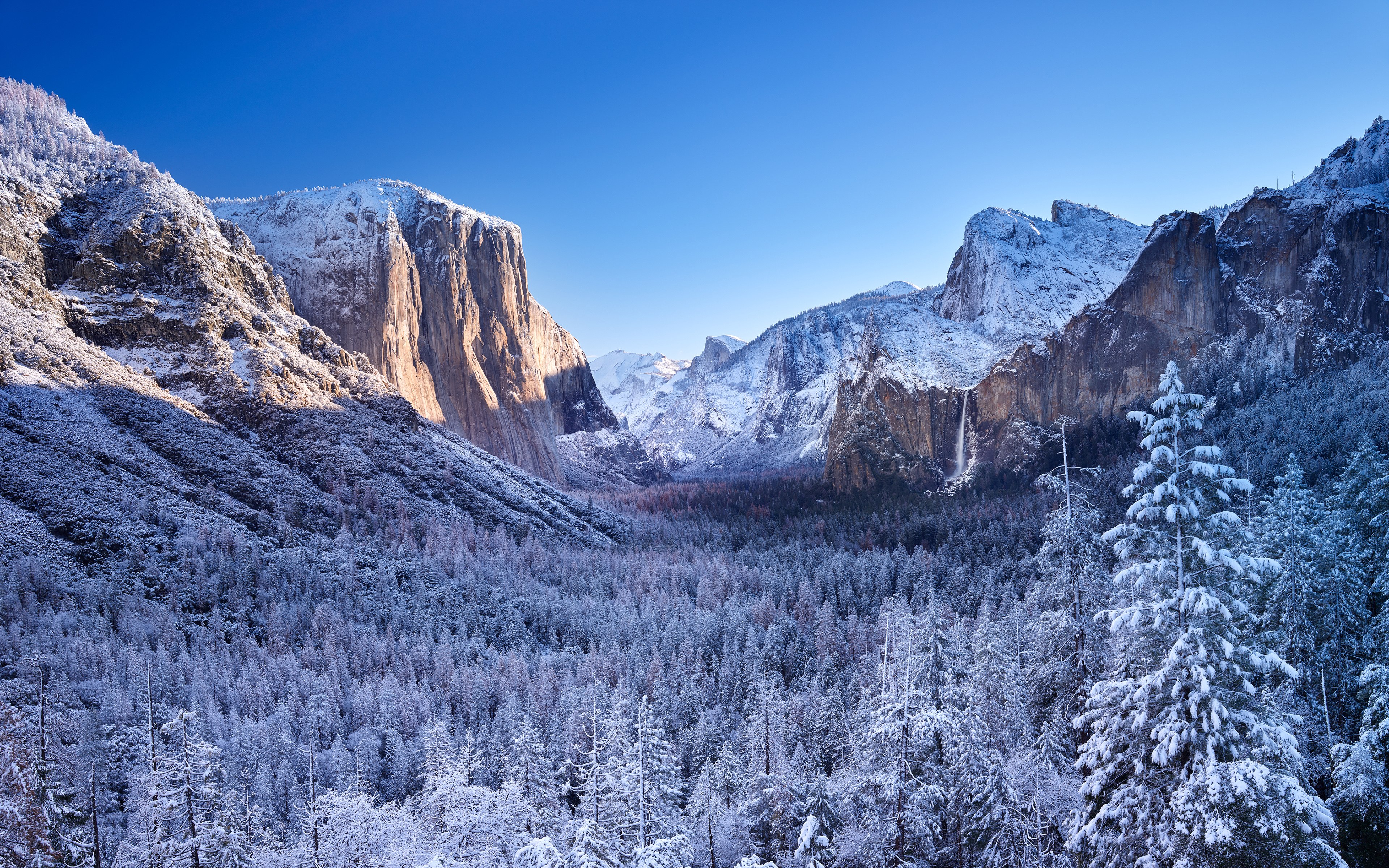 Parque Nacional de Yosemite, Inverno, Montanhas, Dia ensolarado, Paisagem, Califórnia