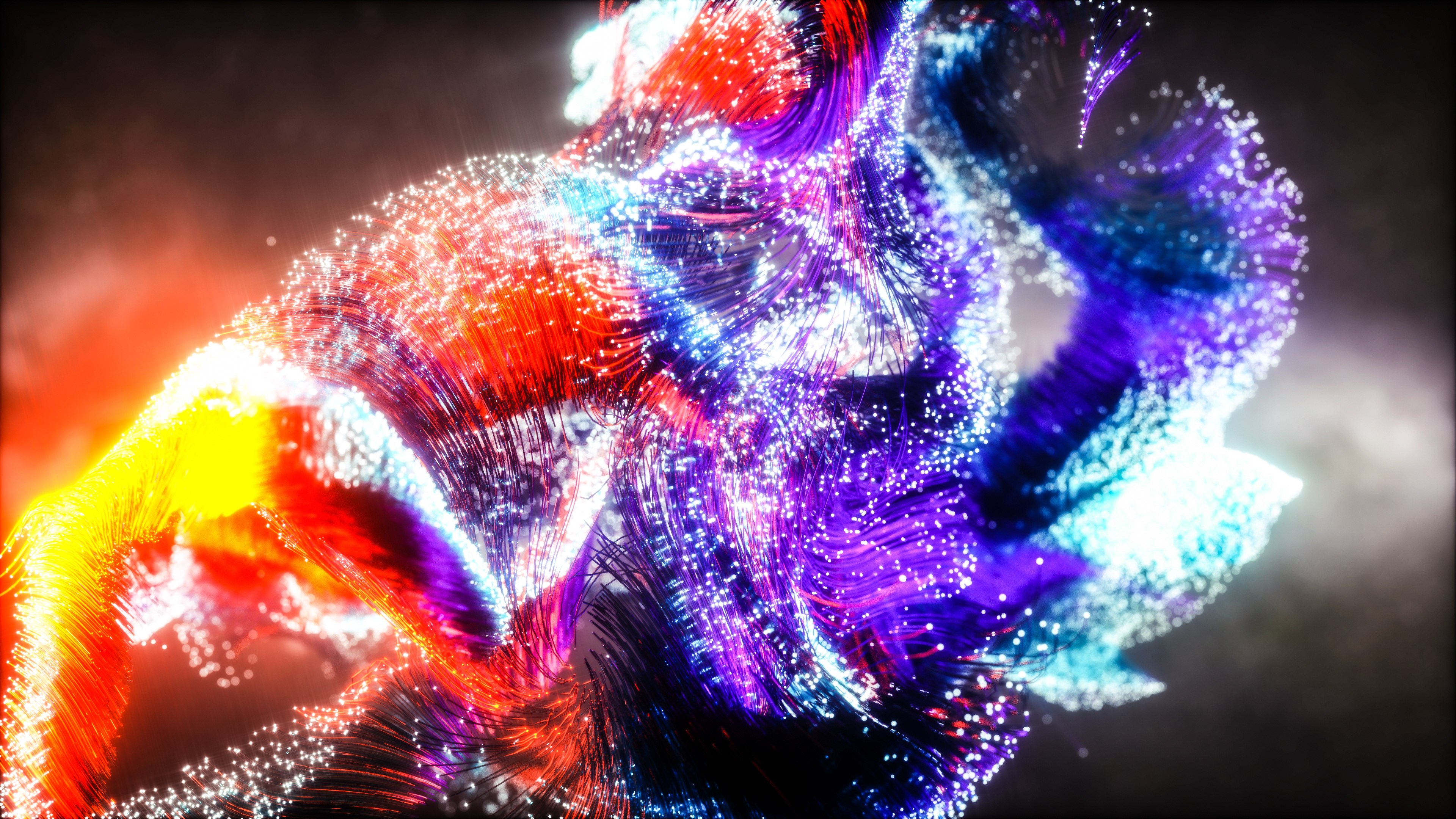 Partículas, Colorido, 3D, Brilhante, Psicodélico