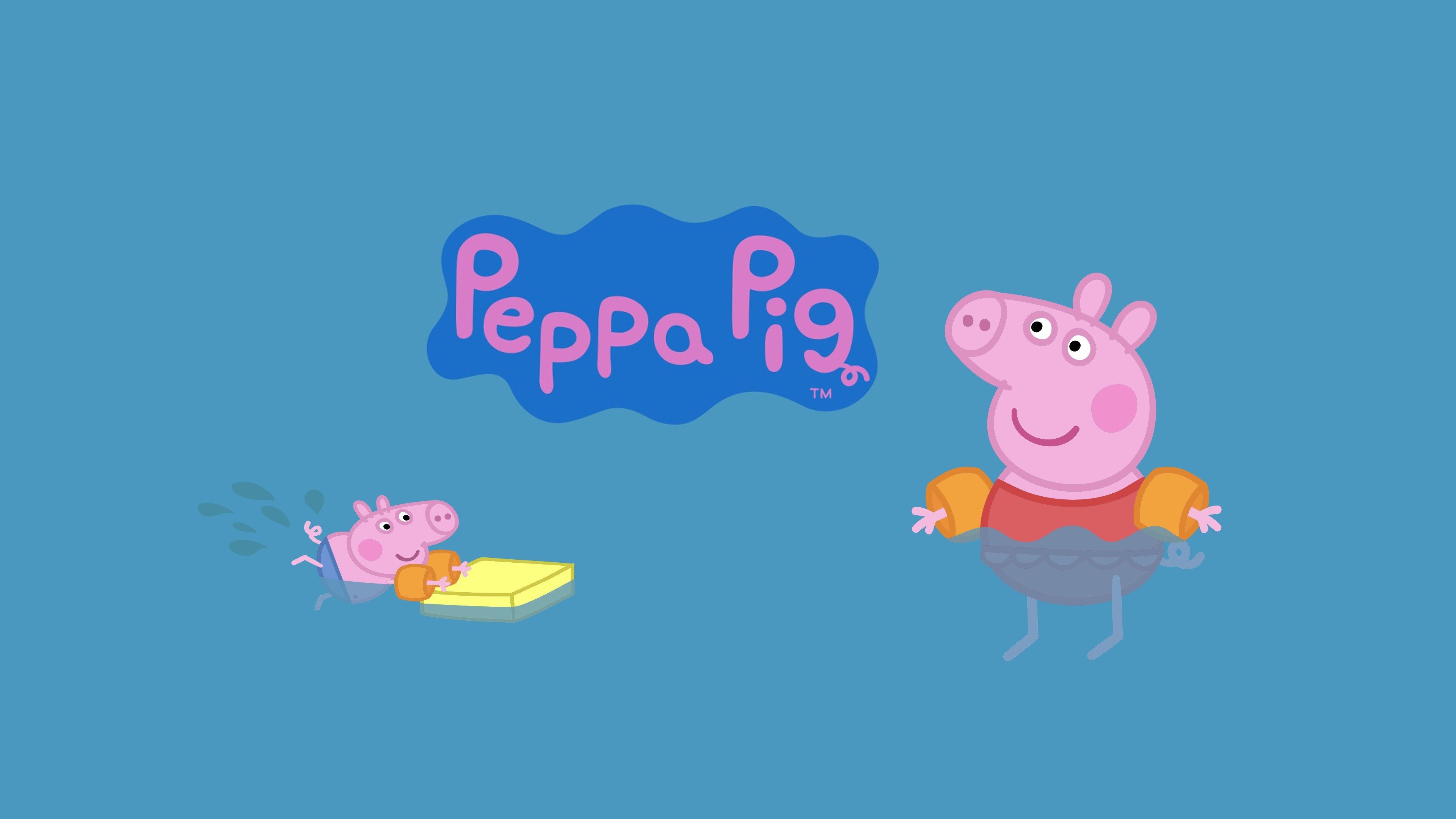 Peppa Pig, George Pig, Programa de TV, Desenho animado, Fundo azul