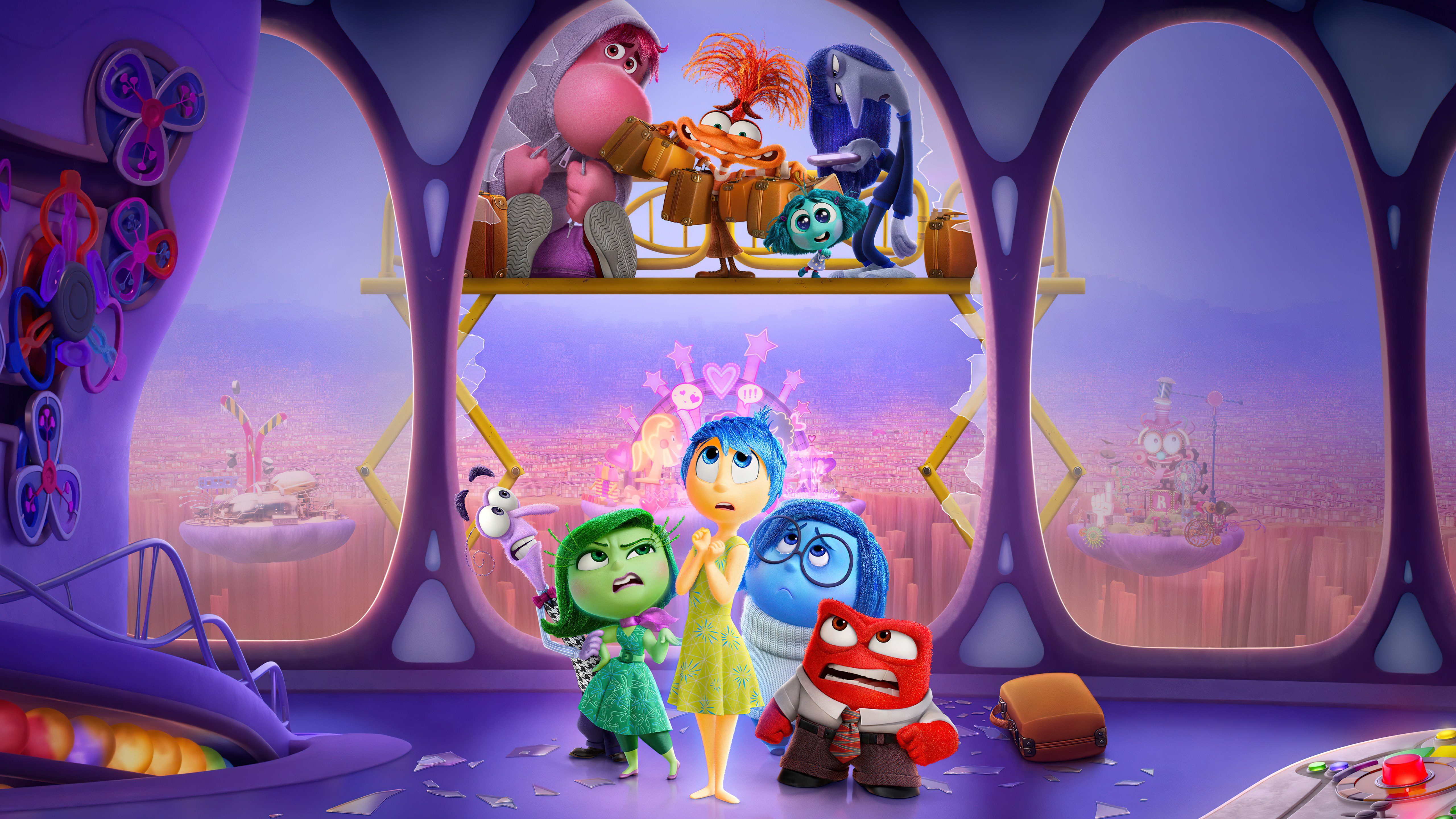 Pixar, Divertida Mente 2, Arte de personagem, Pôster de filme, Filmes de animação, Filmes da Pixar, Filmes de 2024, Alegria (Divertida Mente), Tristeza (Divertida Mente), Raiva (Divertida Mente), Medo (Divertida Mente), Nojinho (Divertida Mente), Ansiedade (Divertida Mente), 5K, Vergonha, Inveja