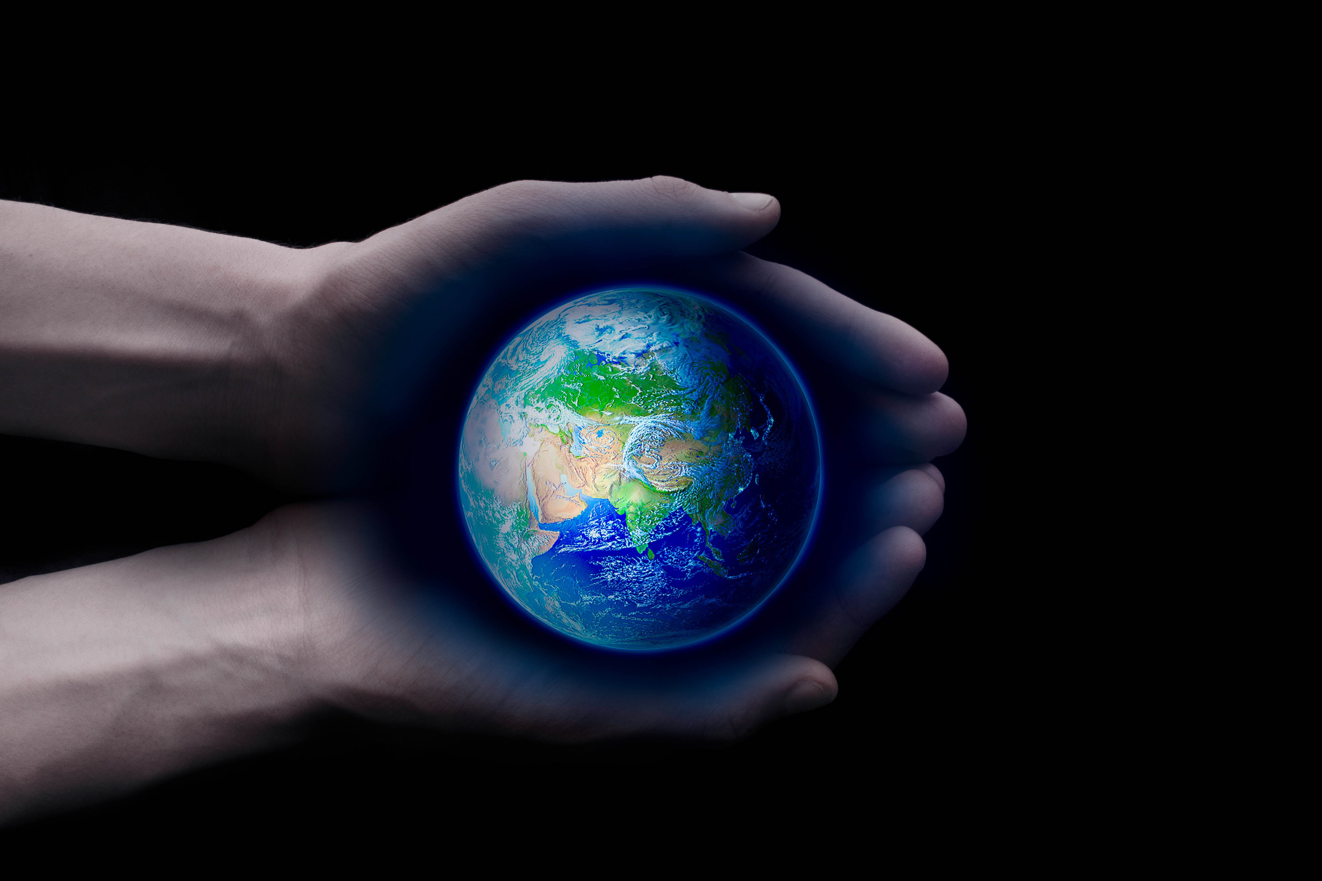 Planeta Terra, Mãos dadas, Palma, Fundo preto, Salve a Terra, Salve o Planeta