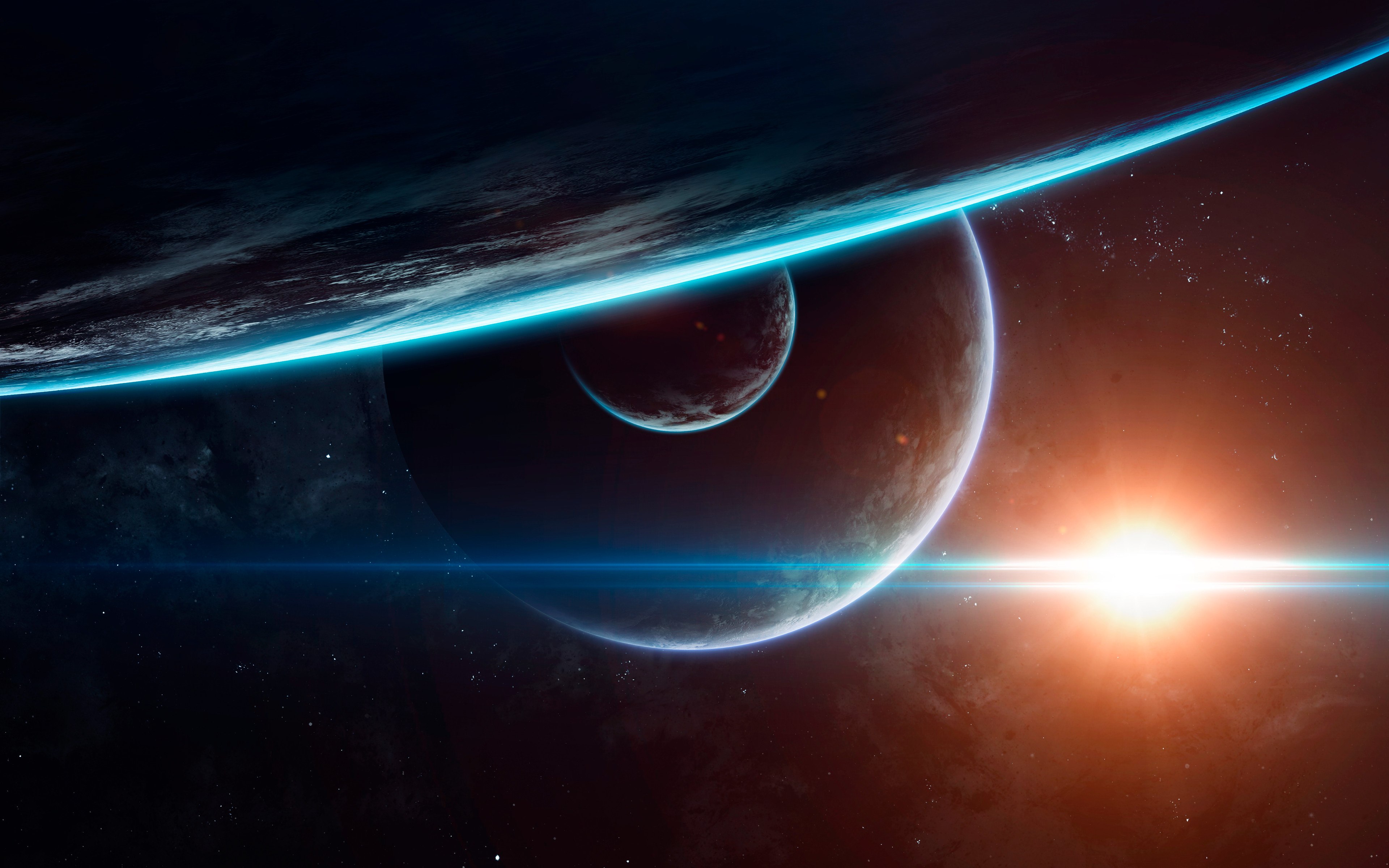 Planetas, Cosmos, Sol, Astronomia, Horizonte, Galáxia, Estrelas