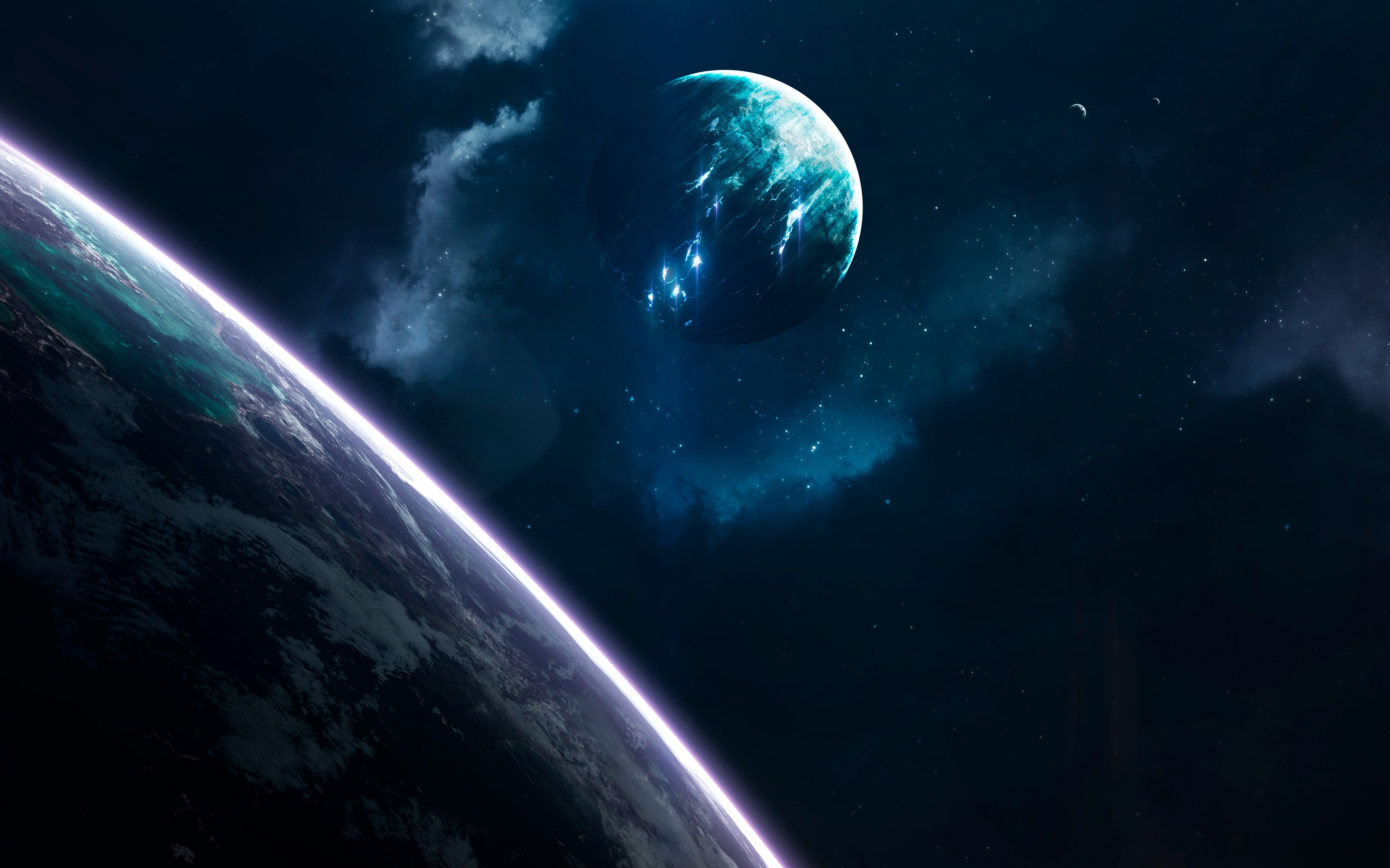 Planetas, Terra, Azul, Galáxia, Universo, Estrelas
