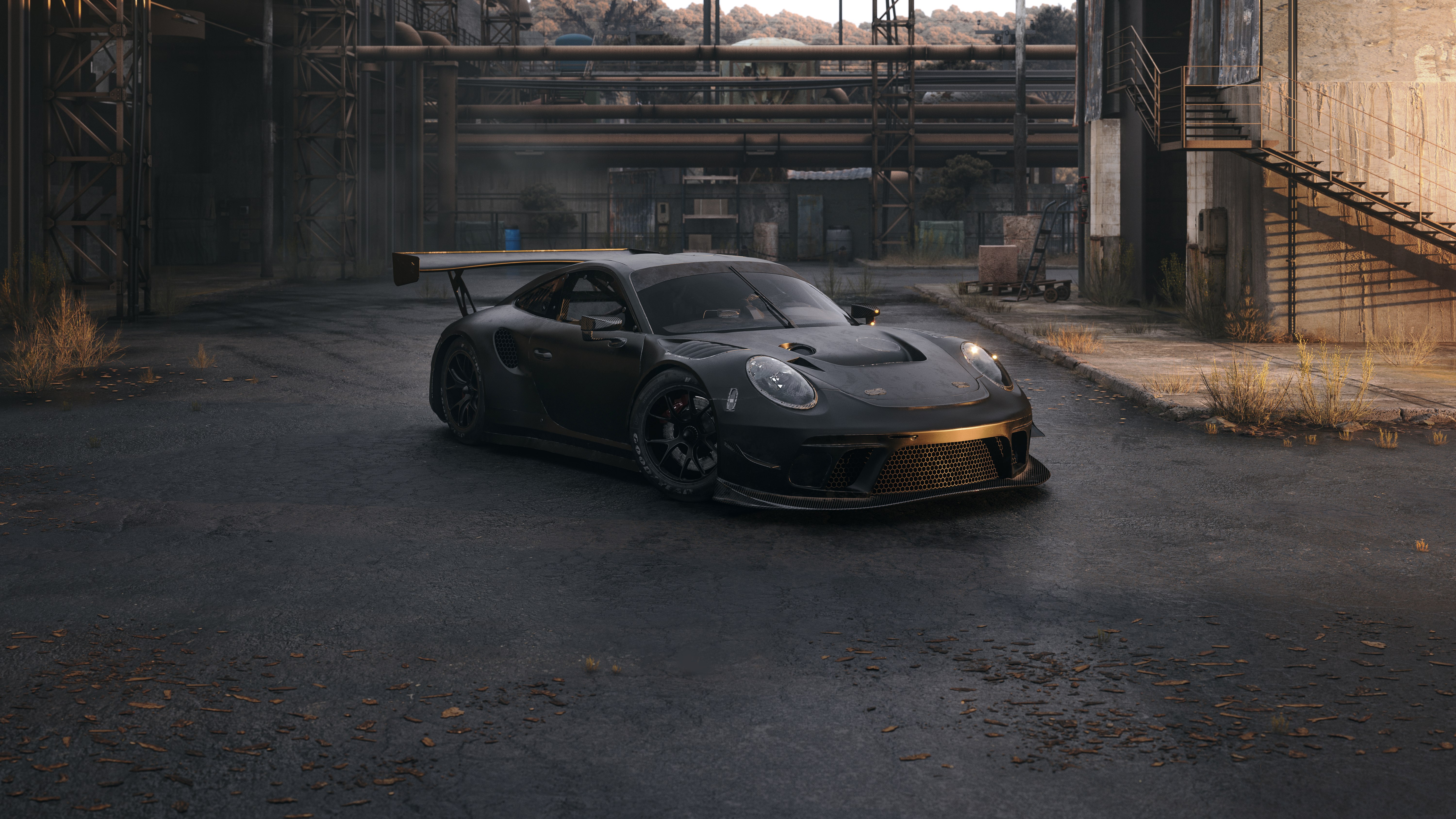 Porsche 911 GT3, CGI, 5K, Estética escura