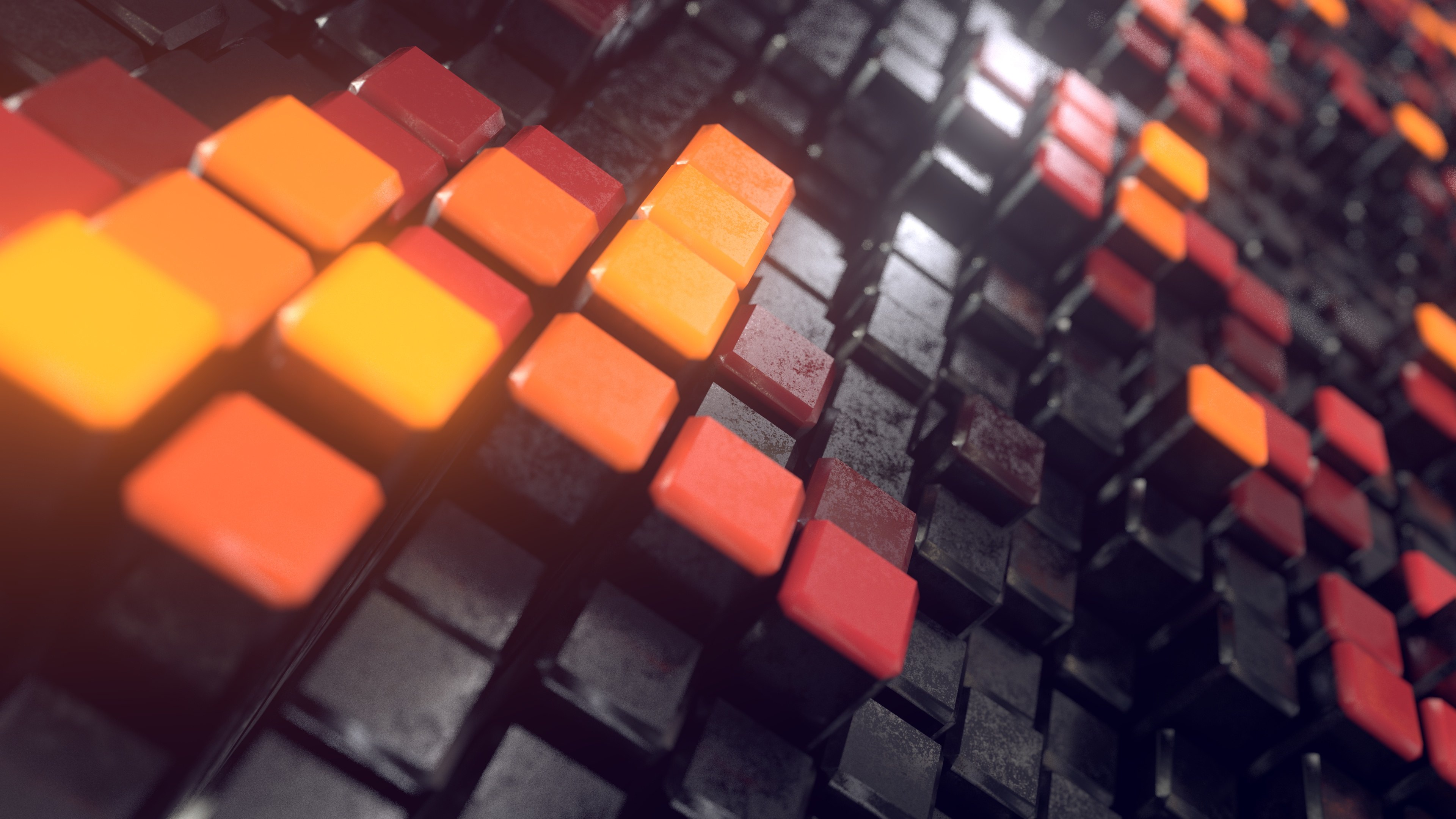 Quadrados, Fundo 3D, Blocos, Macro