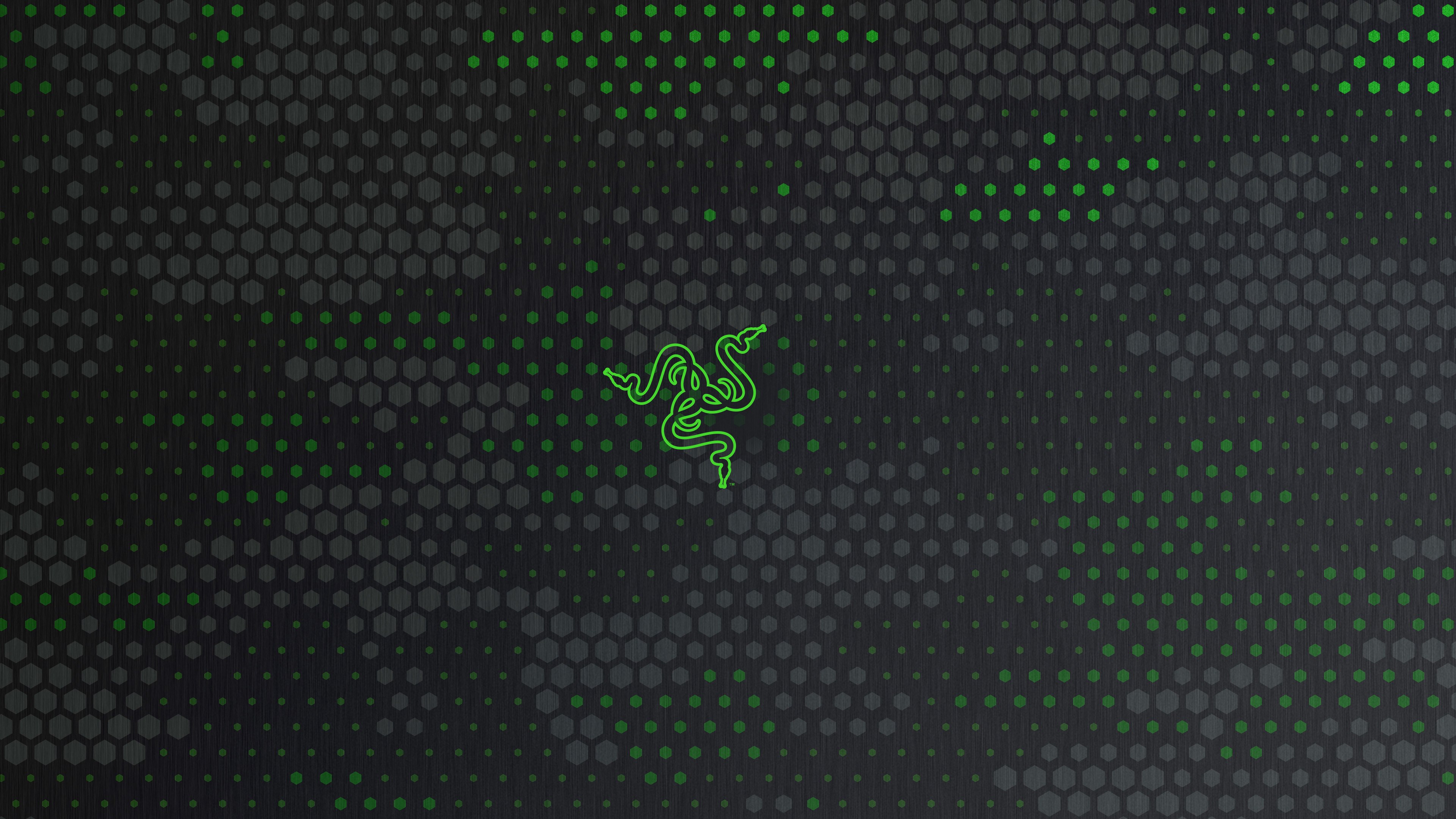 Razer, Fundo escuro, Hexágonos, Fundo abstrato, Verde neon