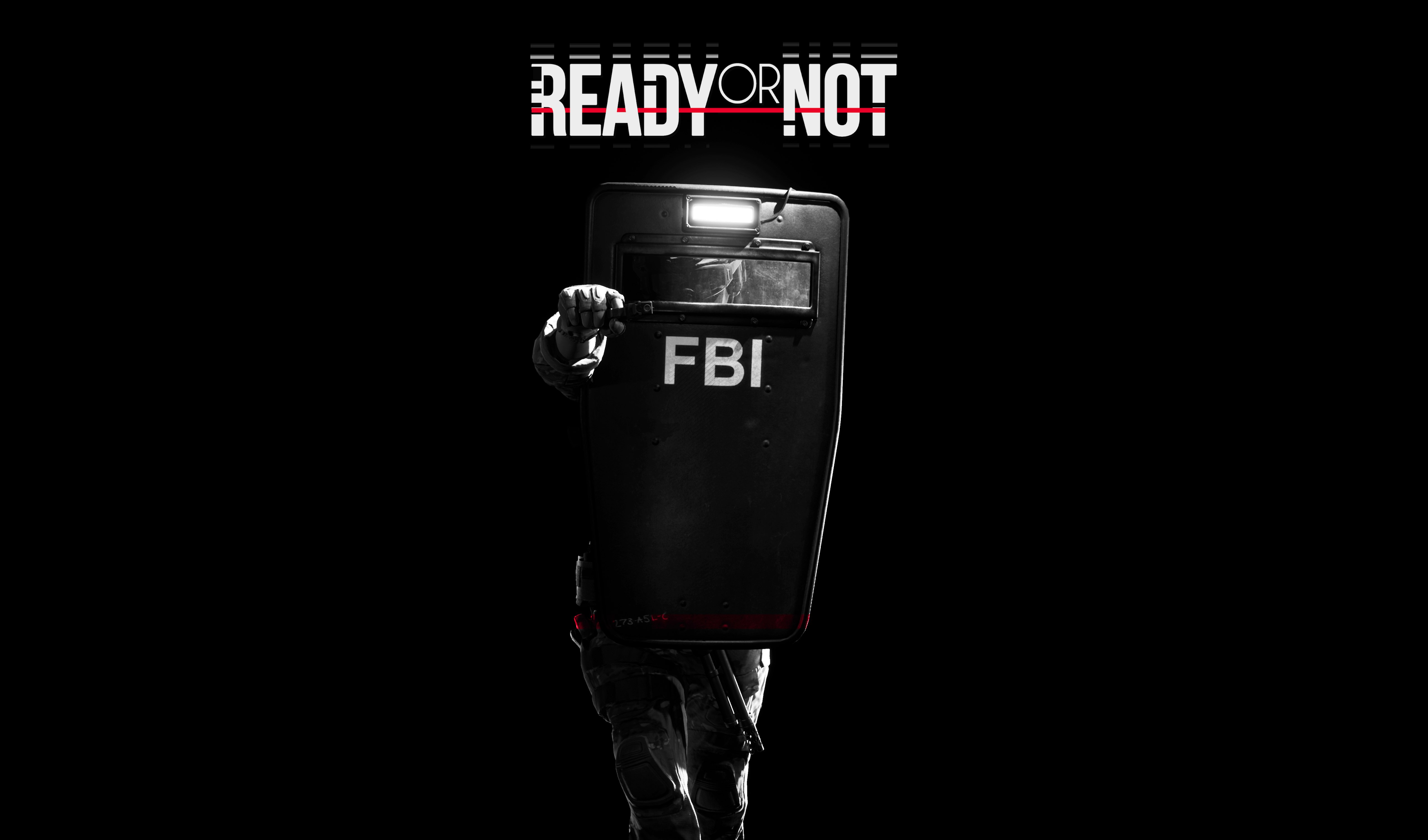 Ready or Not, FBI, Polícia, Escudo, Fundo preto, 5K