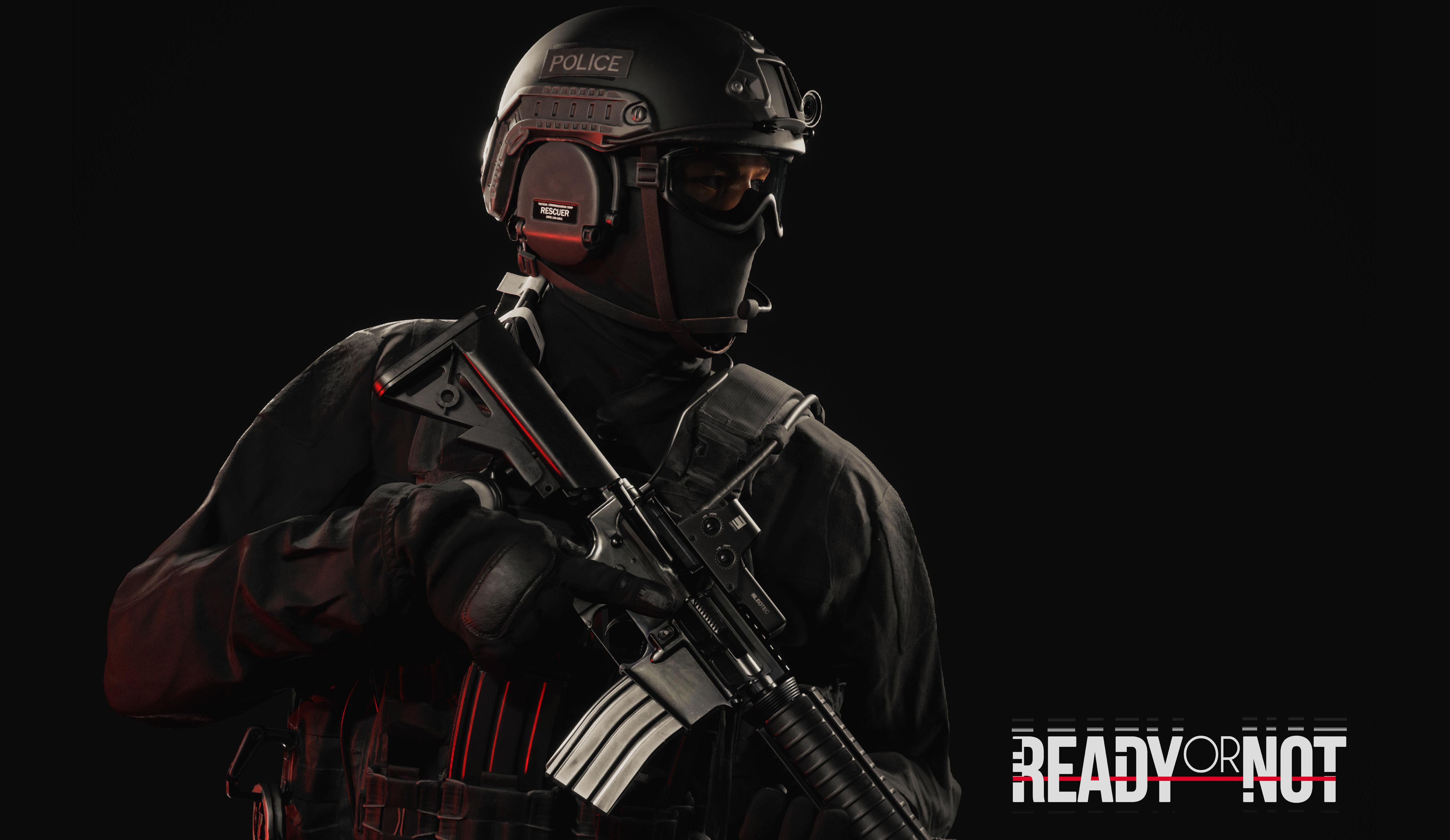 Ready or Not, FPS, Jogos de 2022, Fundo preto, SWAT, Polícia, 5K