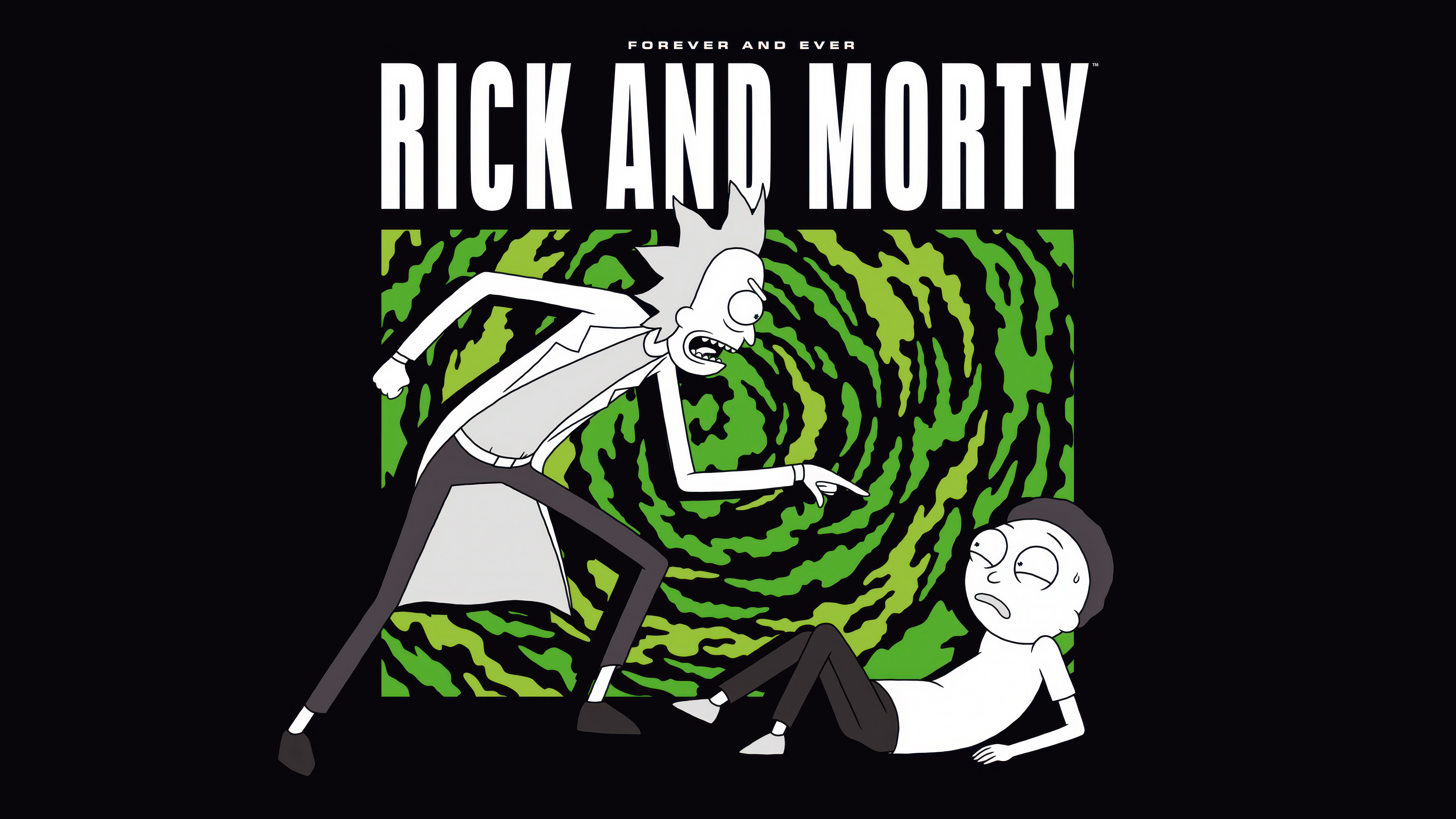 Rick and Morty, Fundo preto, Rick Sanchez, Morty Smith, AMOLED, 5K, 8K
