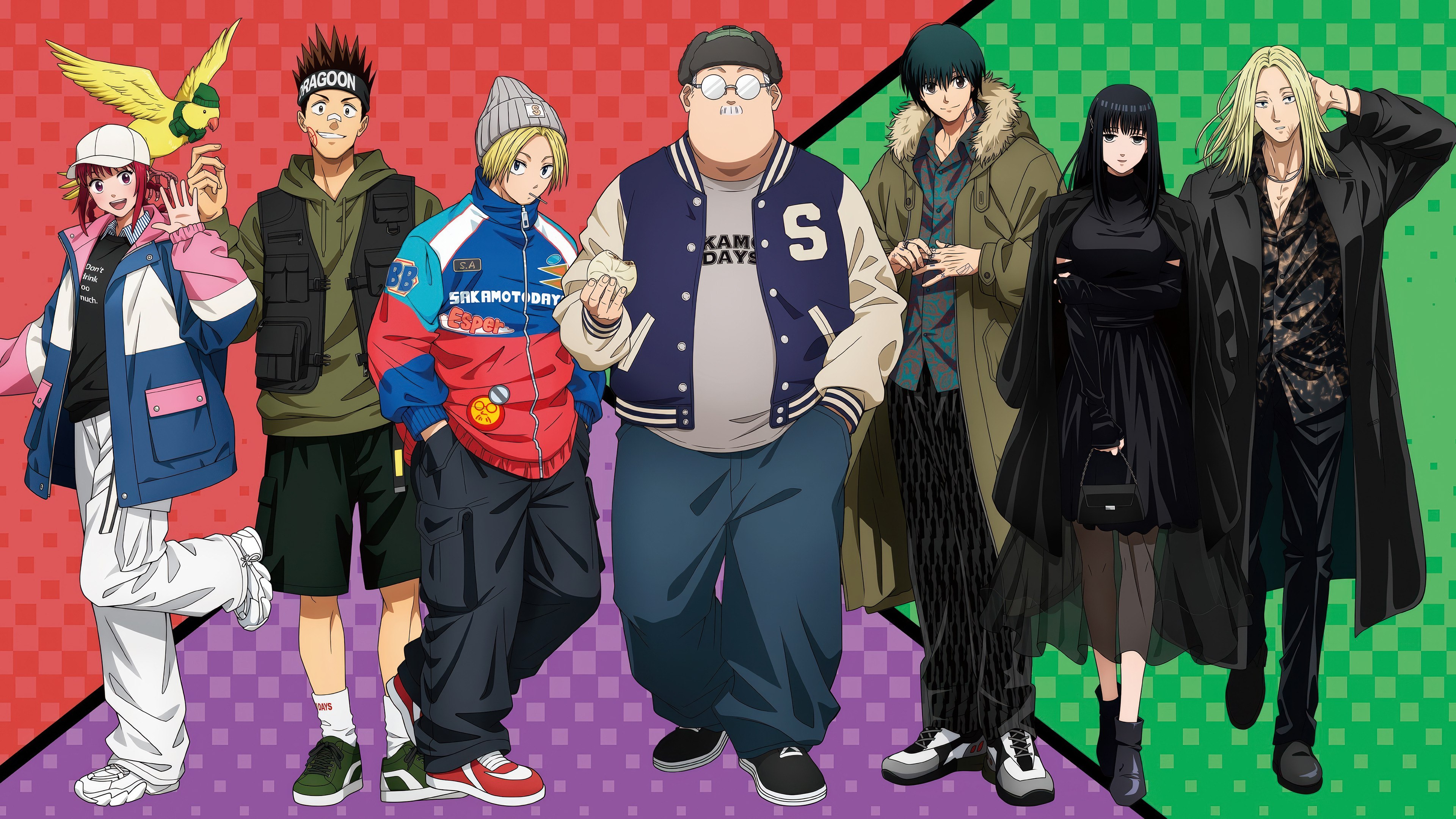Sakamoto Days, Pôster de personagem, Taro Sakamoto, Shin Asakura, Yoichi Nagumo, Série de anime