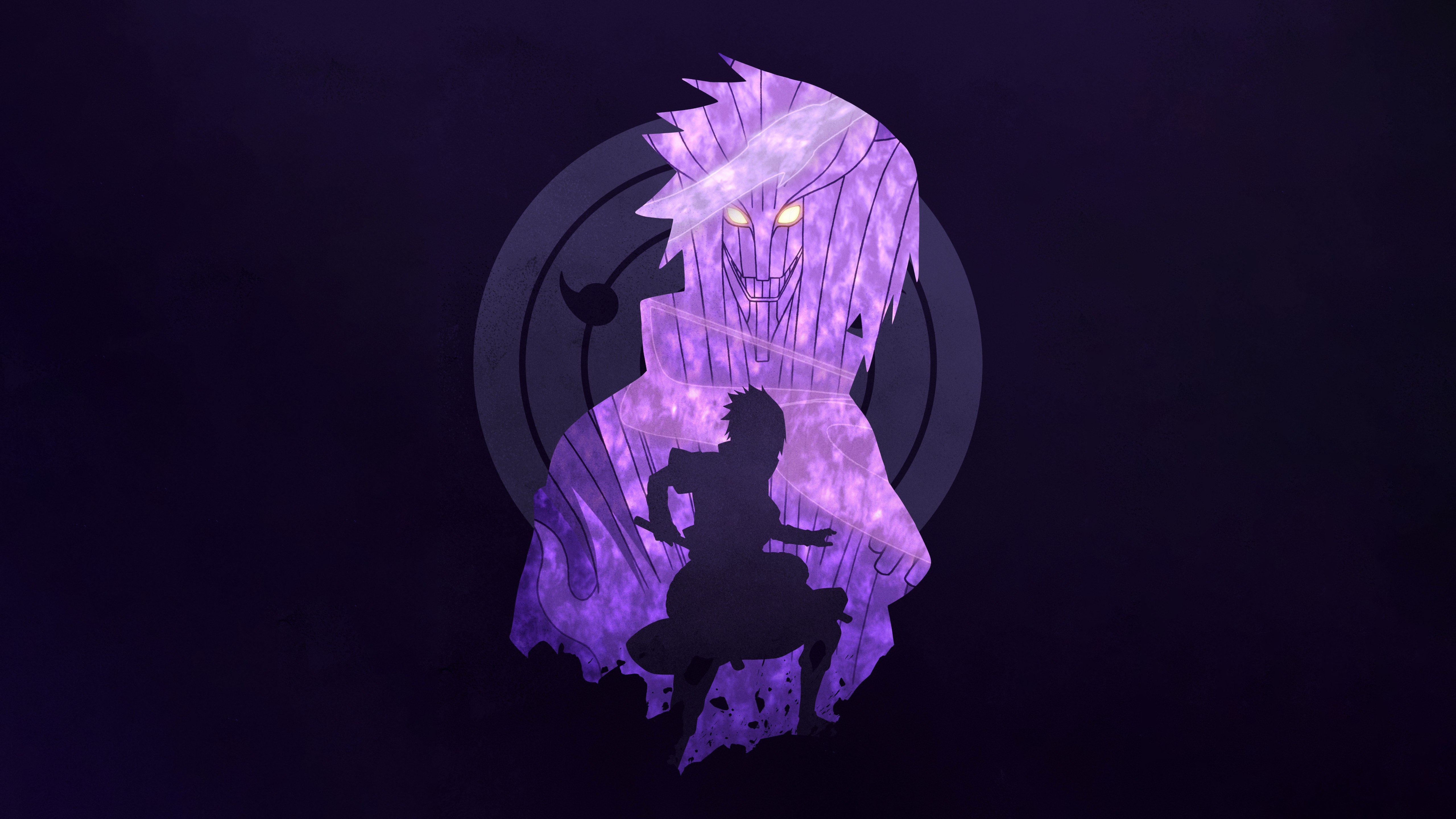 Sasuke Uchiha, Modo Susanoo, Estética roxa, Fundo roxo, Roxo escuro, 5K, Naruto, Mangekyo Sharingan