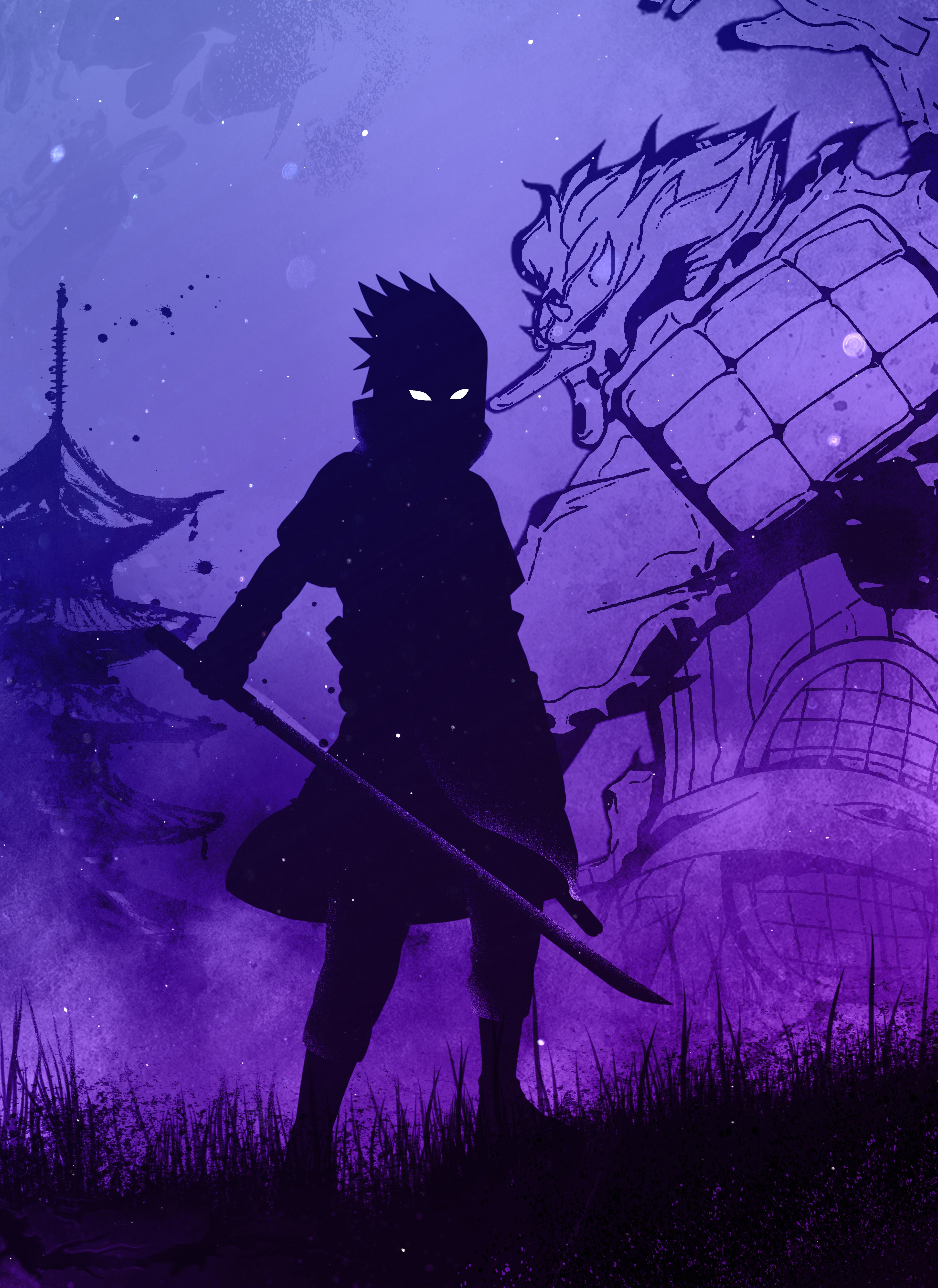 Sasuke Uchiha, Silhueta, Naruto, Ilustração