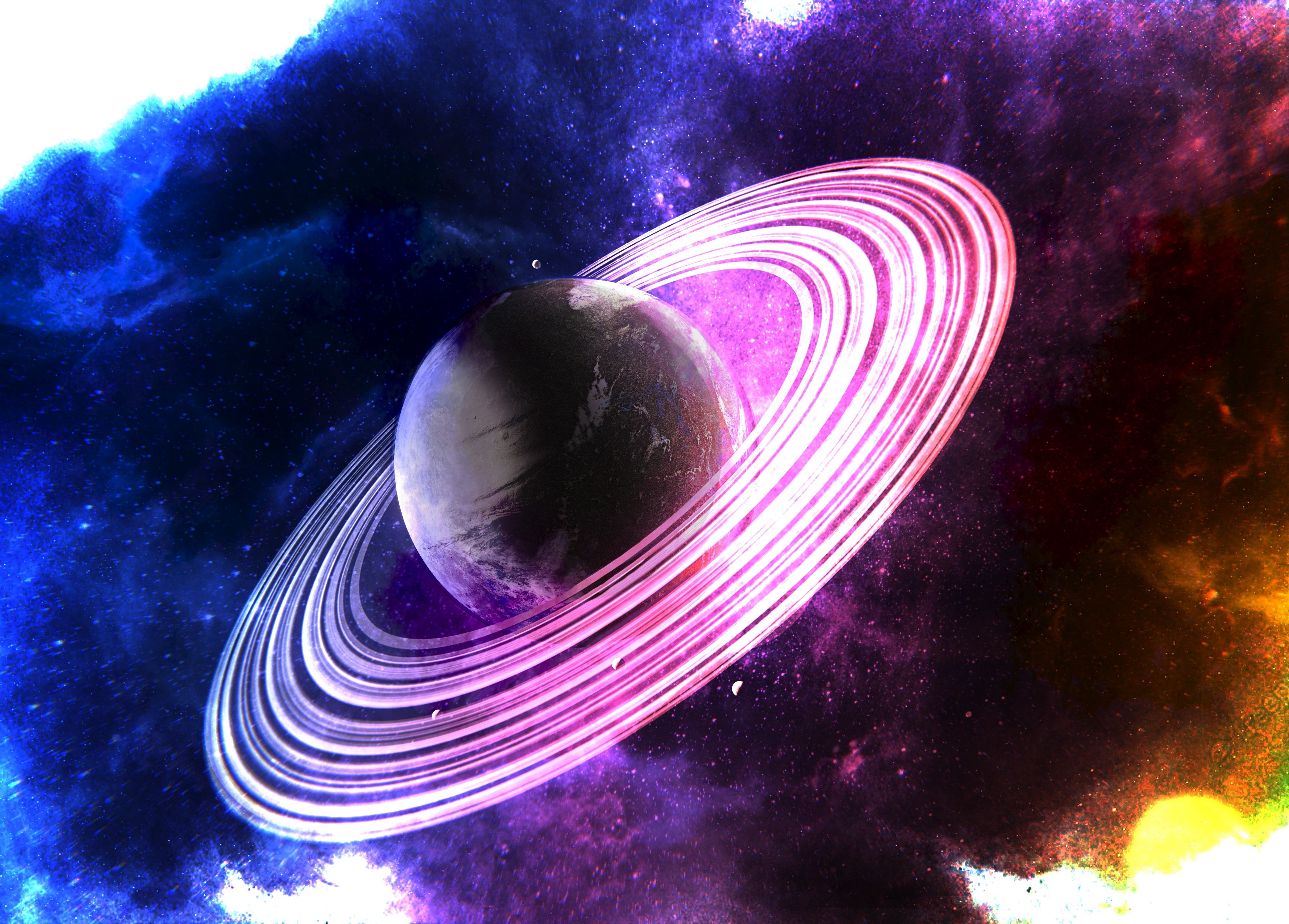 Saturno, Anéis de Saturno, Surreal, Anéis rosa, Espaço colorido, Planeta dos sonhos, Estética, Anéis planetários