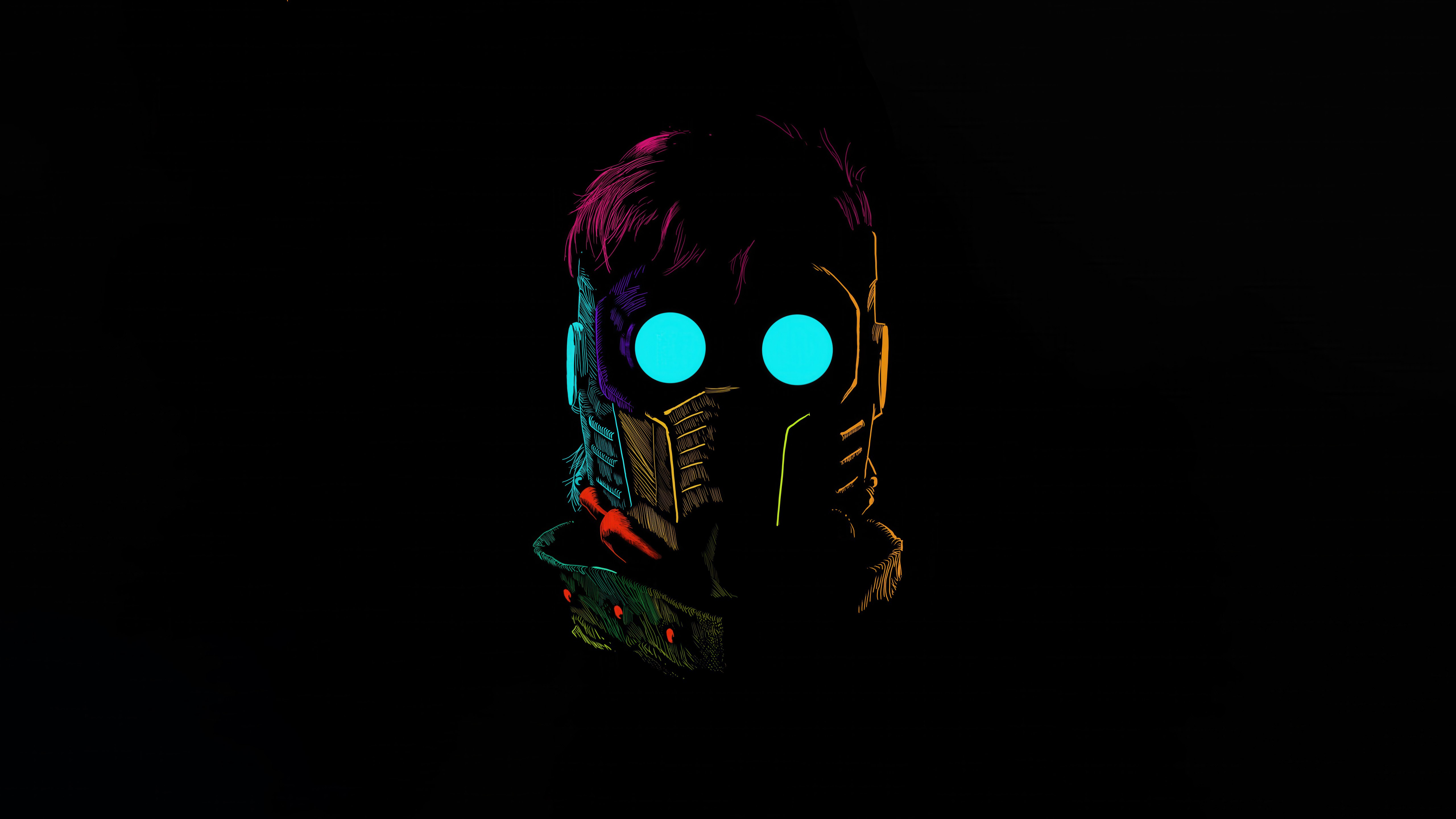 Senhor das Estrelas, Minimalista, AMOLED, 5K, Fundo preto, Super-heróis da Marvel
