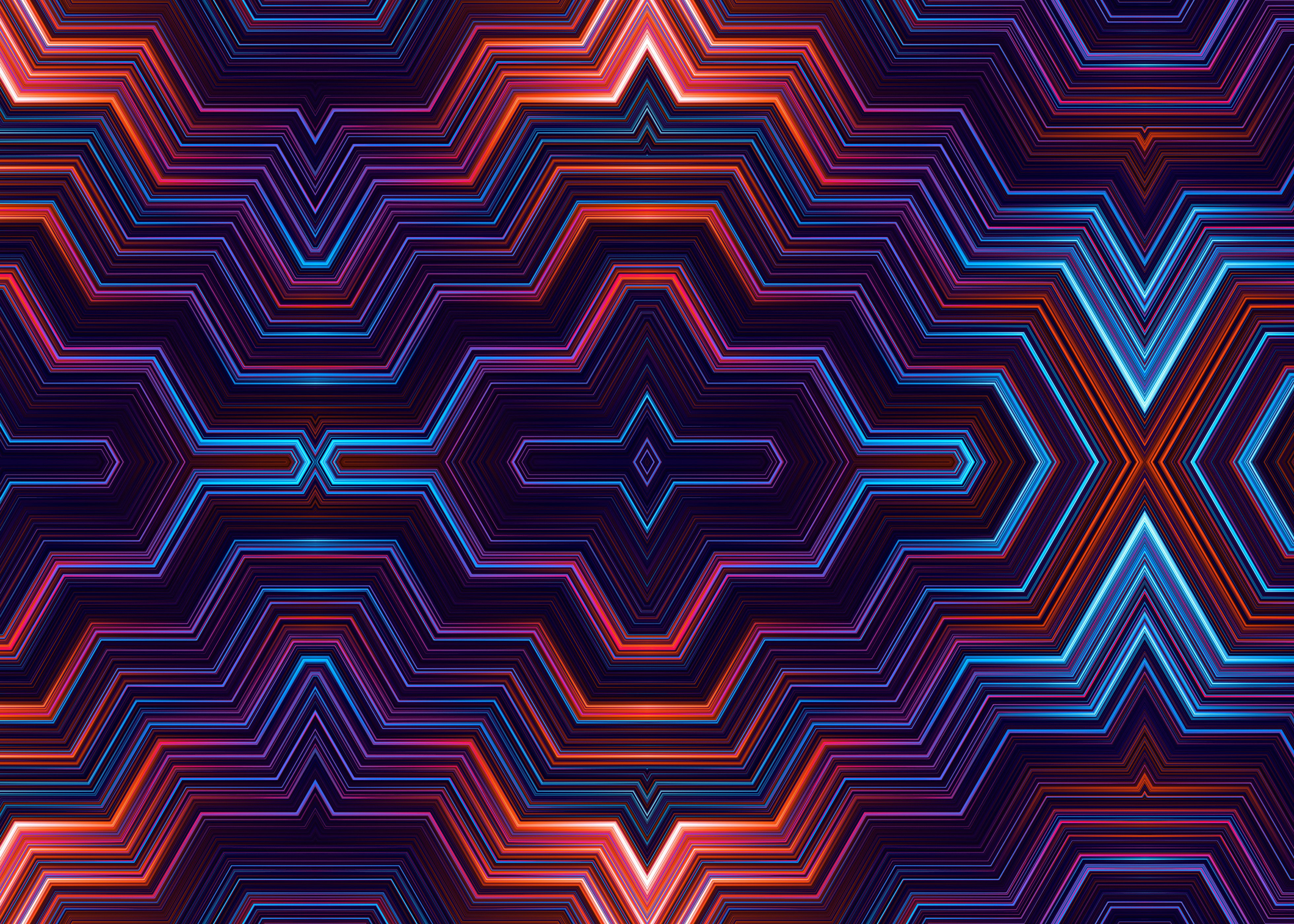 Simetria, Geométrico, Colorido, Linhas, Caleidoscópio, Linhas abstratas