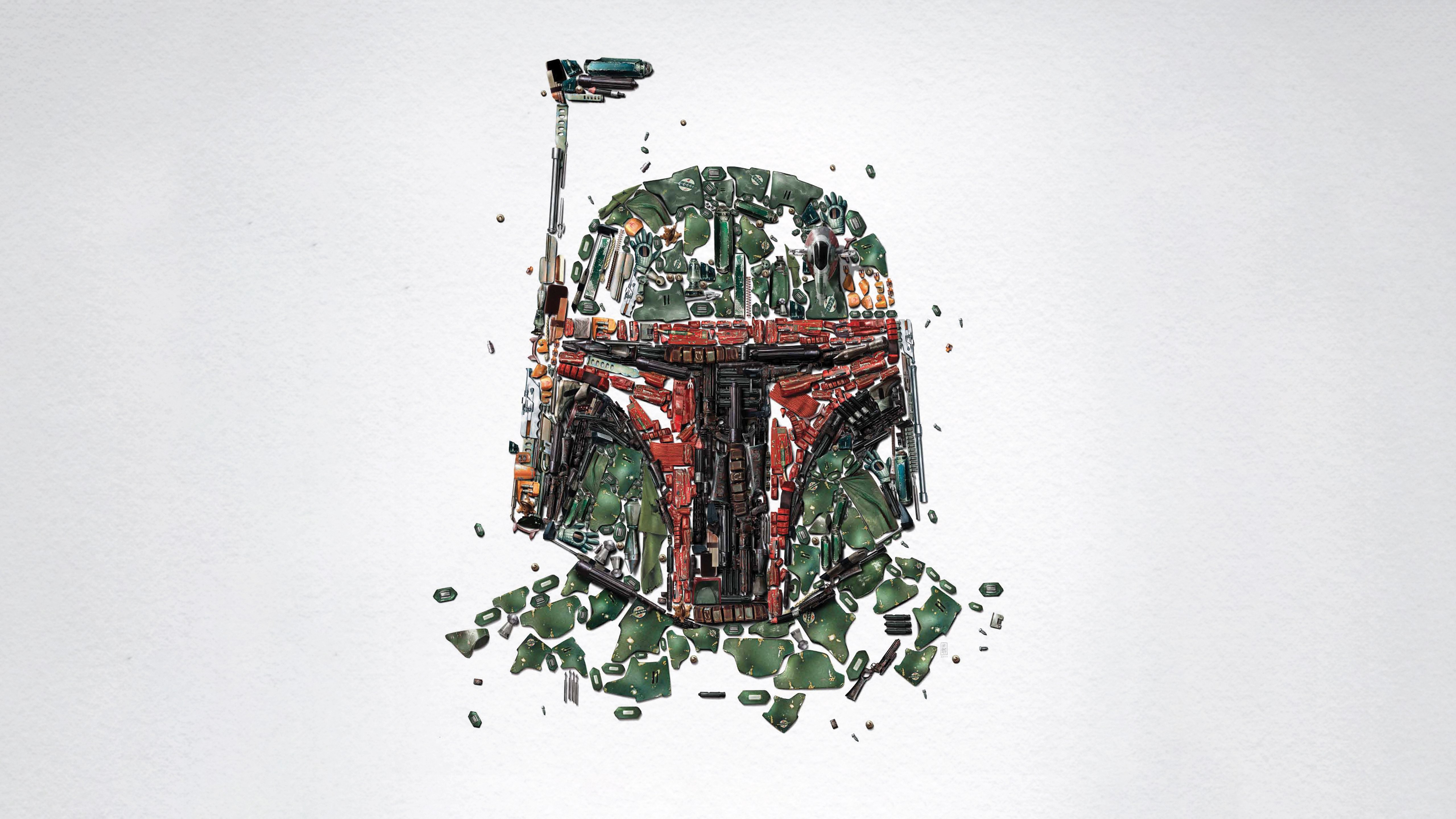 Star Wars, Boba Fett, Caçador de recompensas, The Mandalorian, Ilustração, Fundo branco, 5K