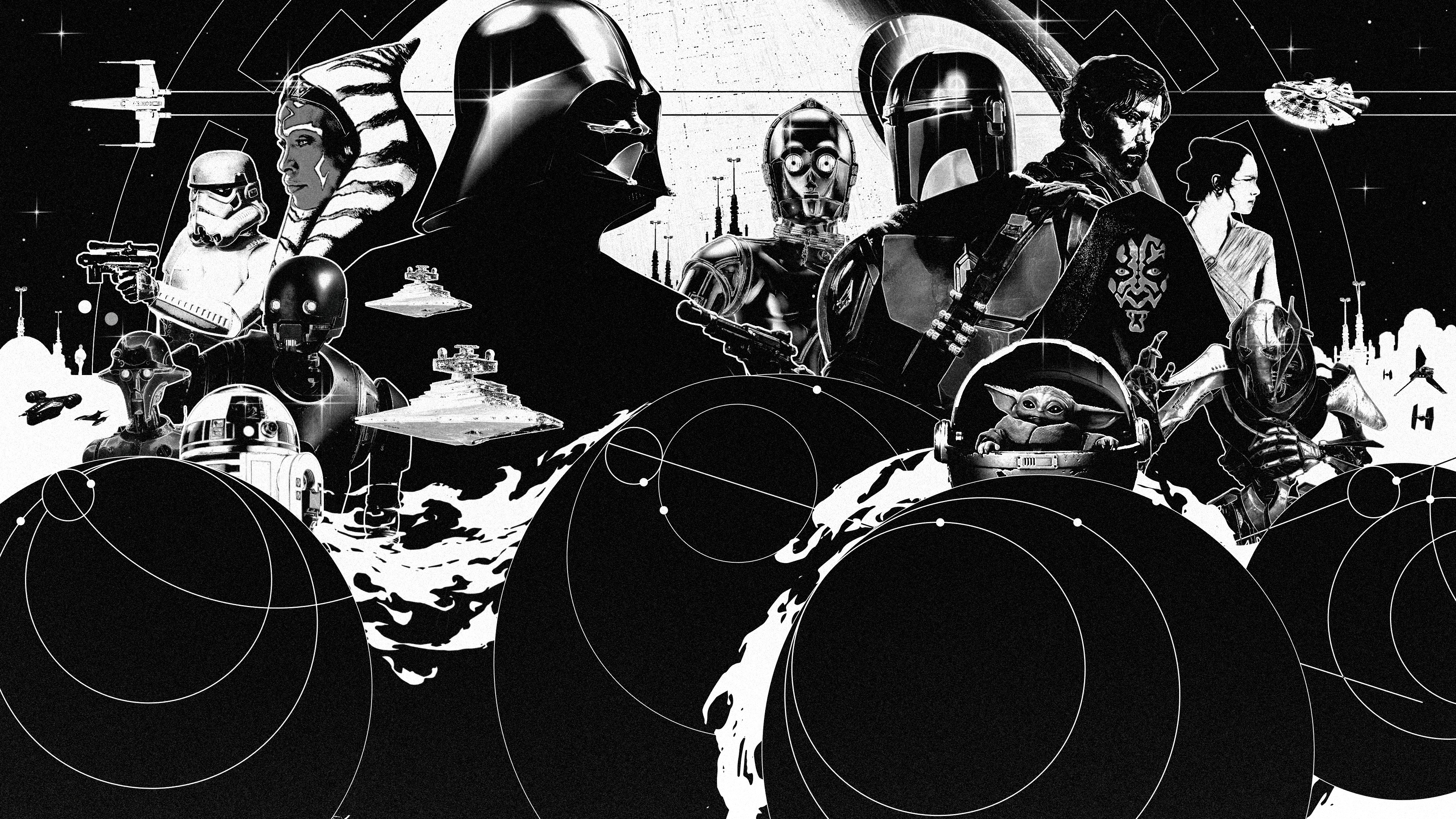 Star Wars, May the 4th Be With You, Monocromático, Preto e branco