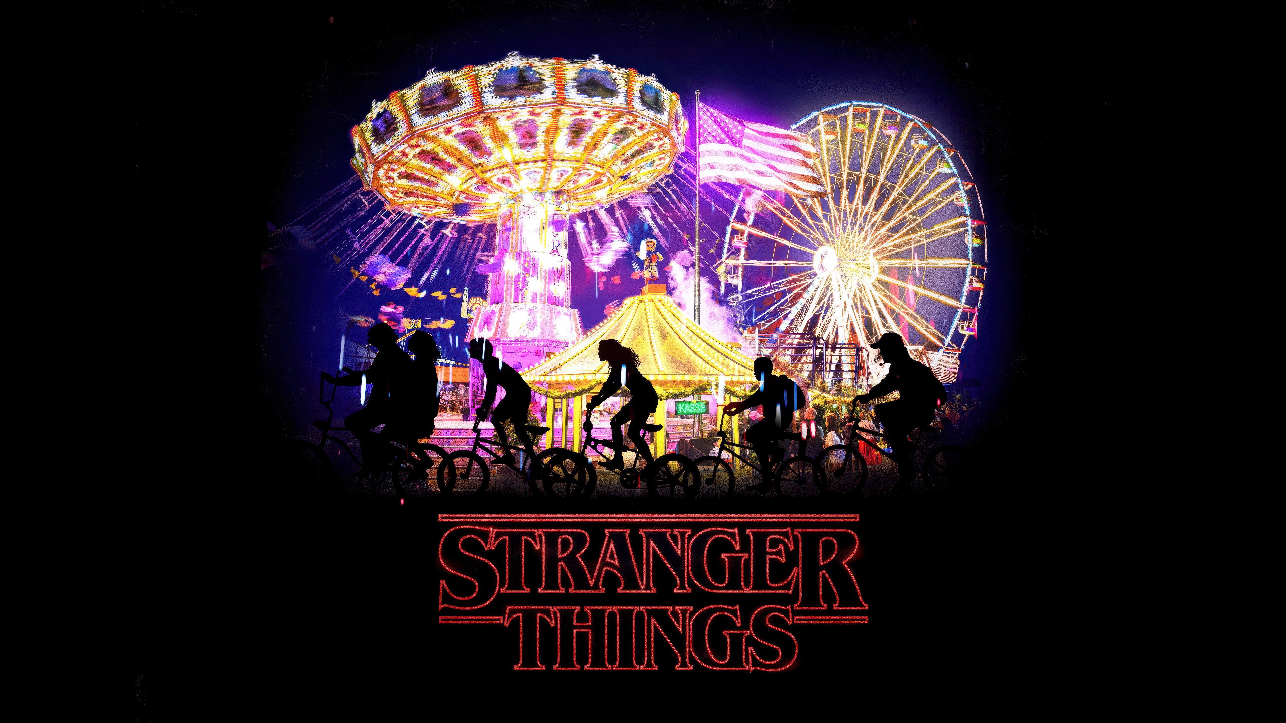 Stranger Things, Season 3, Pôster, Fundo preto, AMOLED, Brilhante, 5K