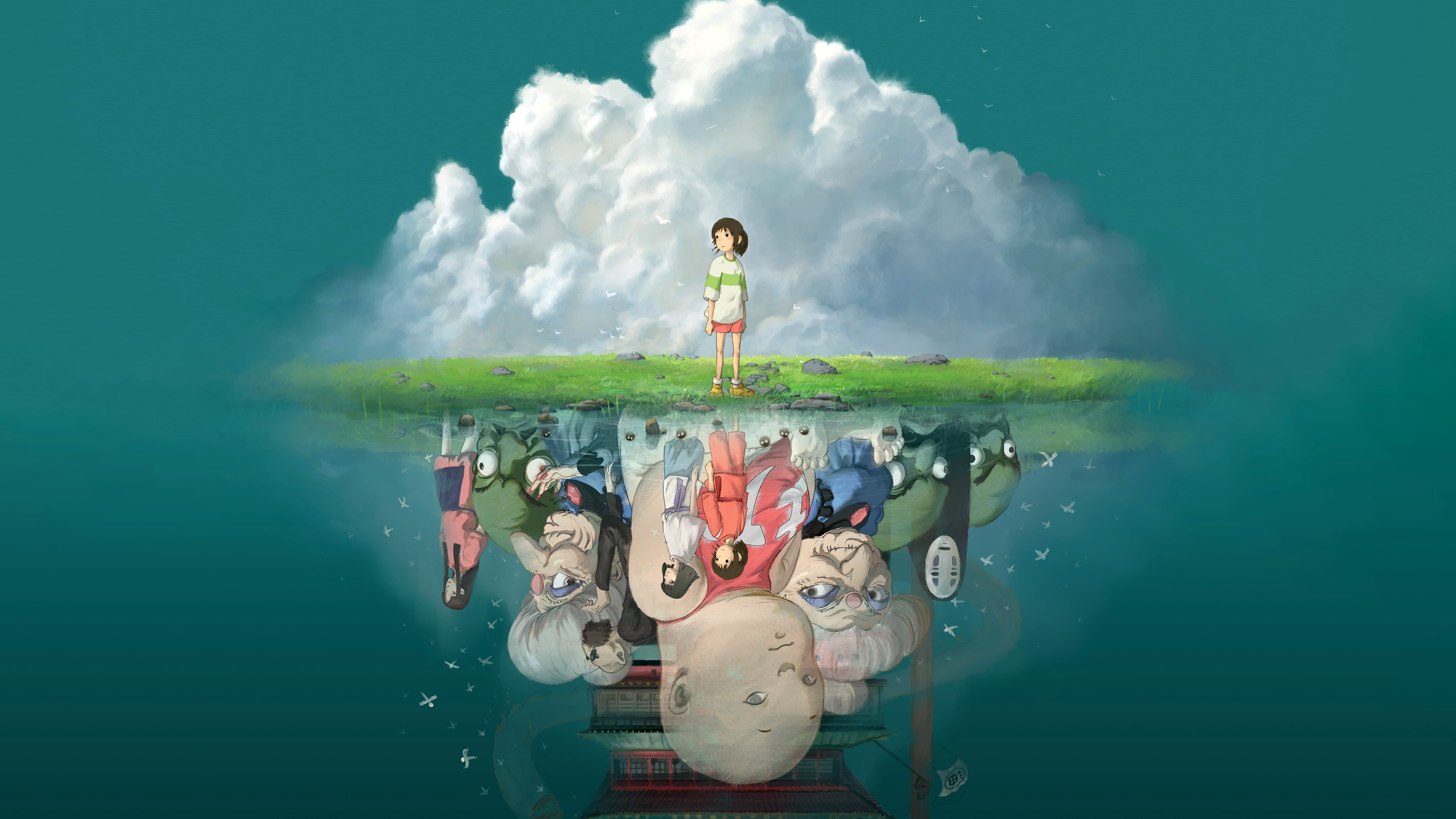 Studio Ghibli, Filmes de animação, 5K, 8K, A Viagem de Chihiro, Haku, Kaonashi (Sem-Rosto)