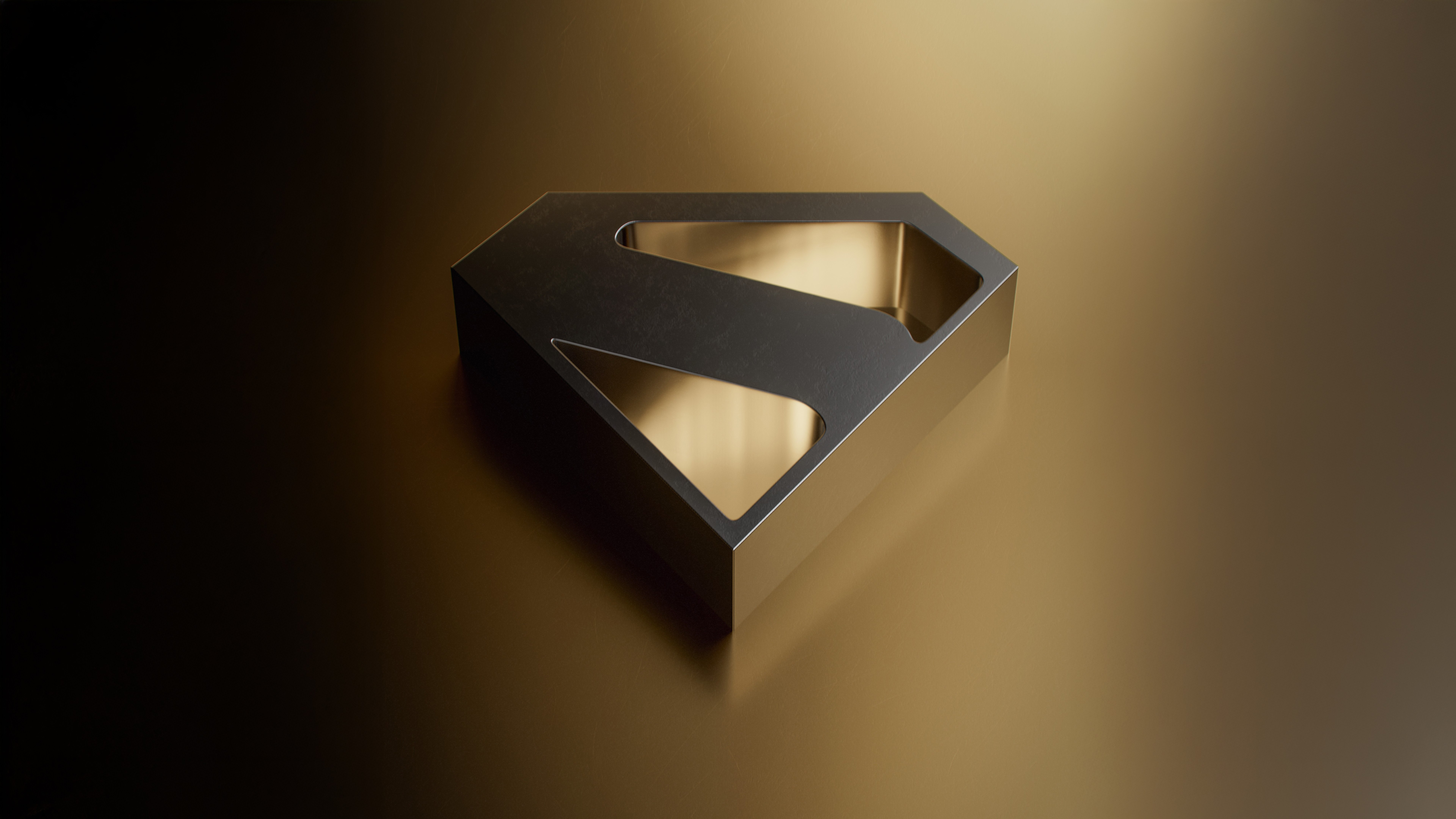 Superman, Dourado, Minimalista, Preto e dourado, 5K, 8K, Logo