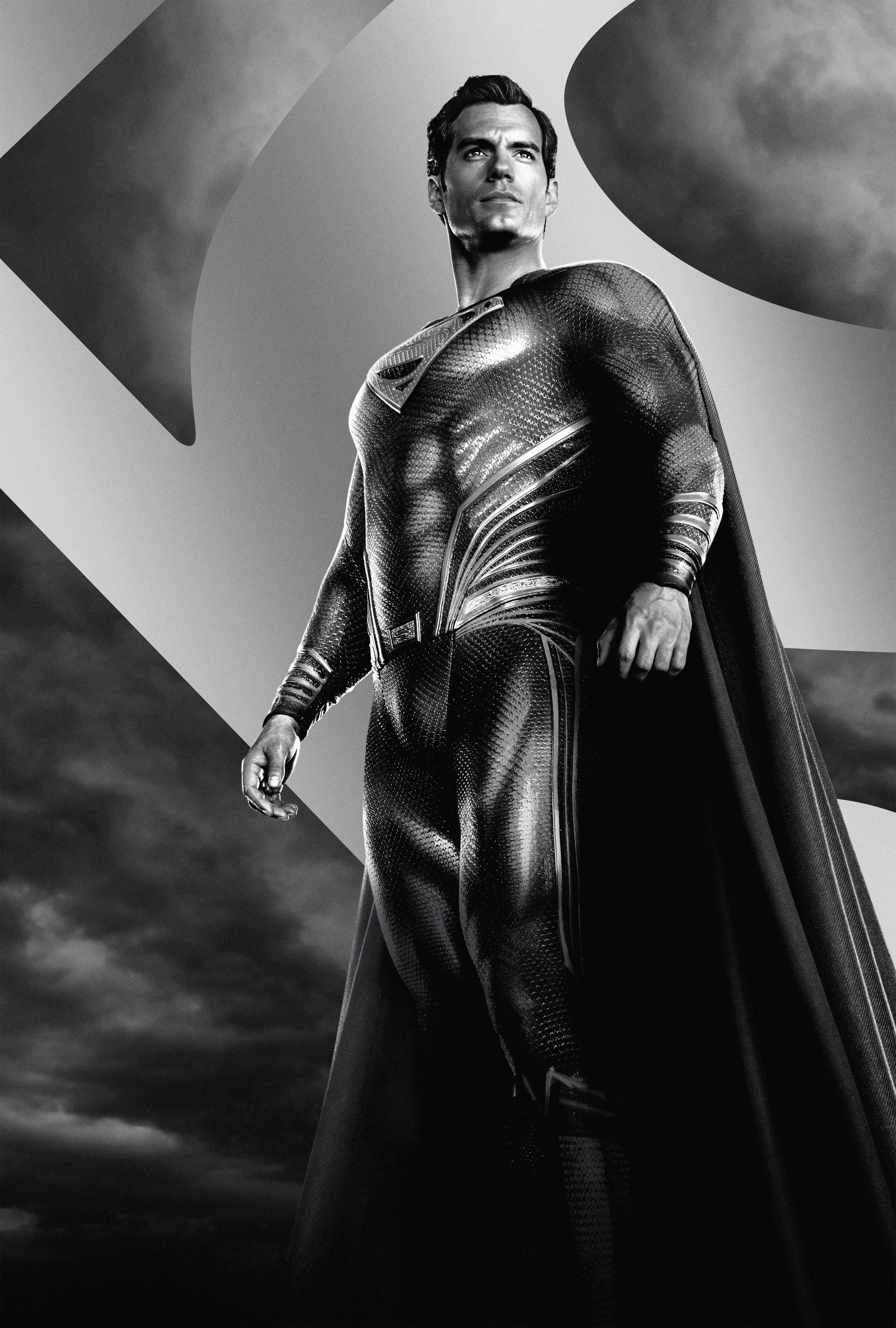 Superman, Liga da Justiça de Zack Snyder, Clark Kent, Henry Cavill, DC Comics, Super-heróis da DC, Monocromático, Filmes de 2021, Preto e branco